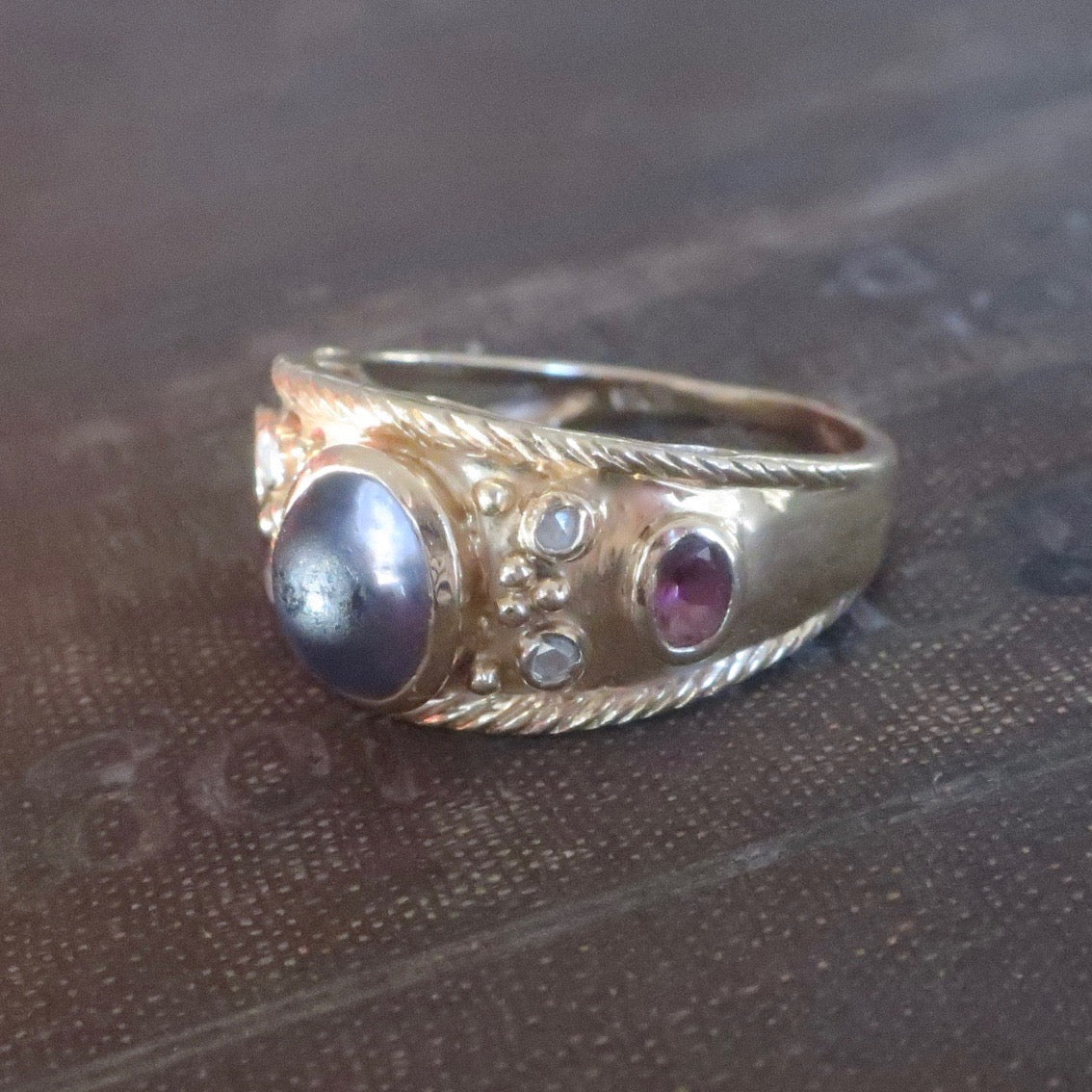 Vintage Etruscan Revival Sapphire Statement Ring