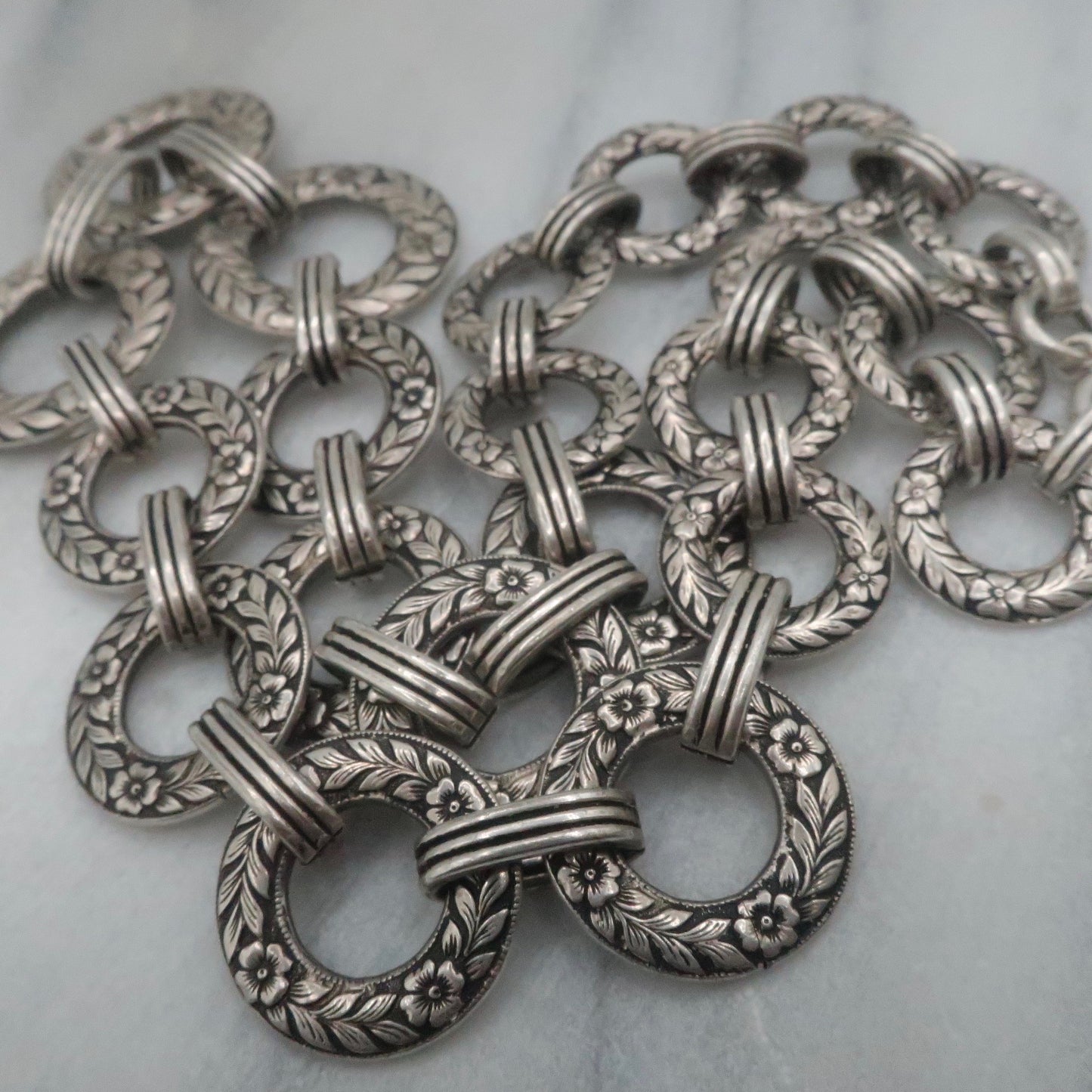 Vintage Sterling Orange Blossom Linked Necklace