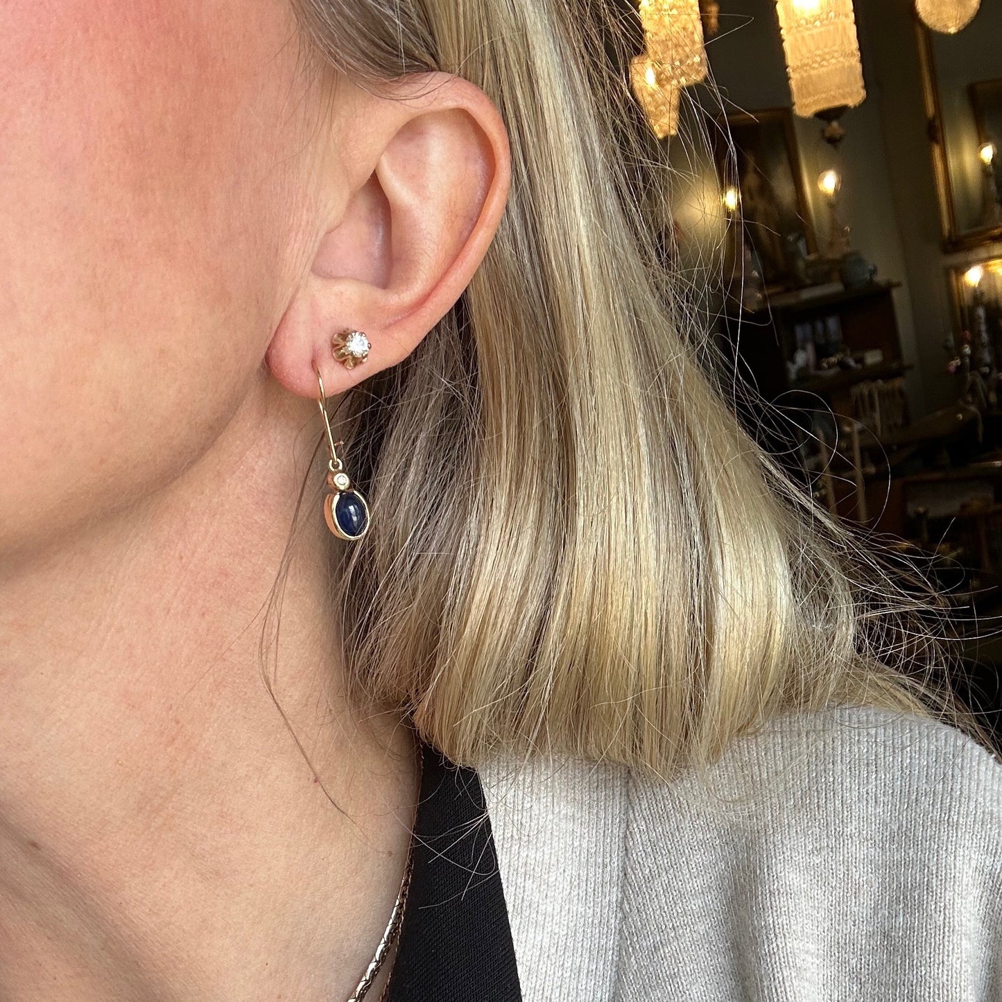 Sapphire and Diamond Drop Earrings