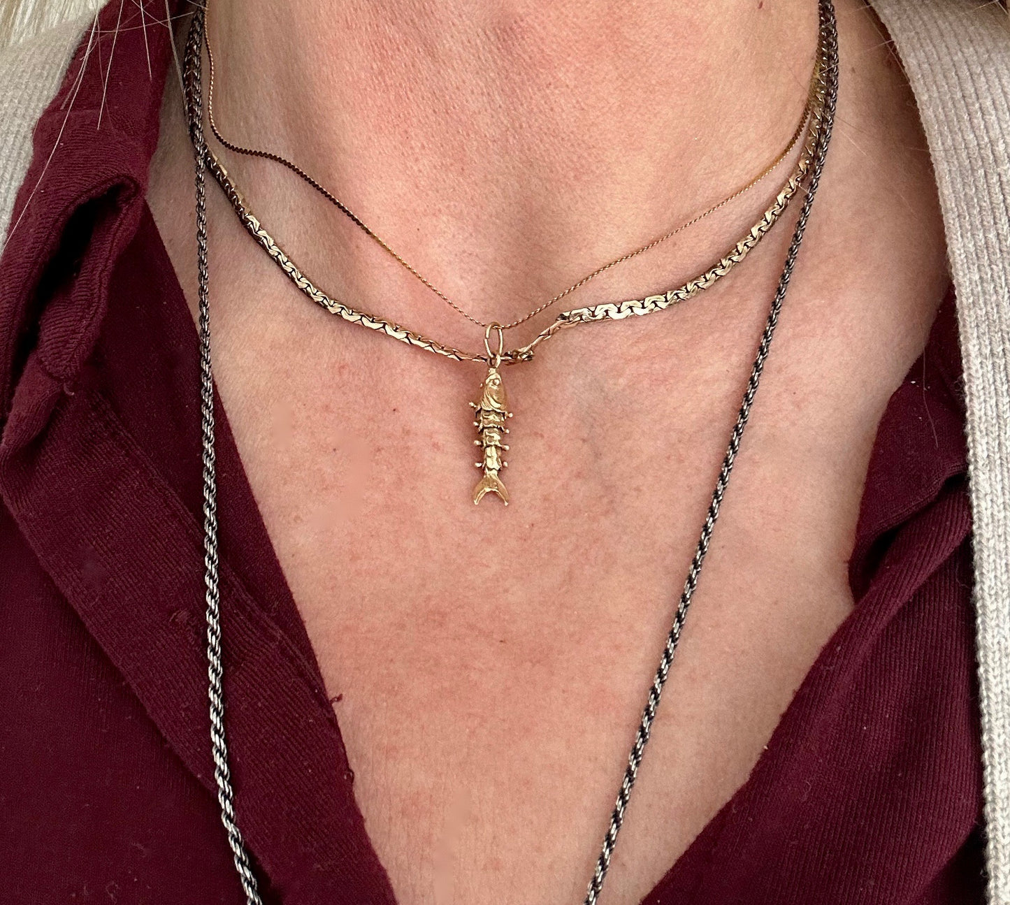 Vintage Gold Fish Necklace