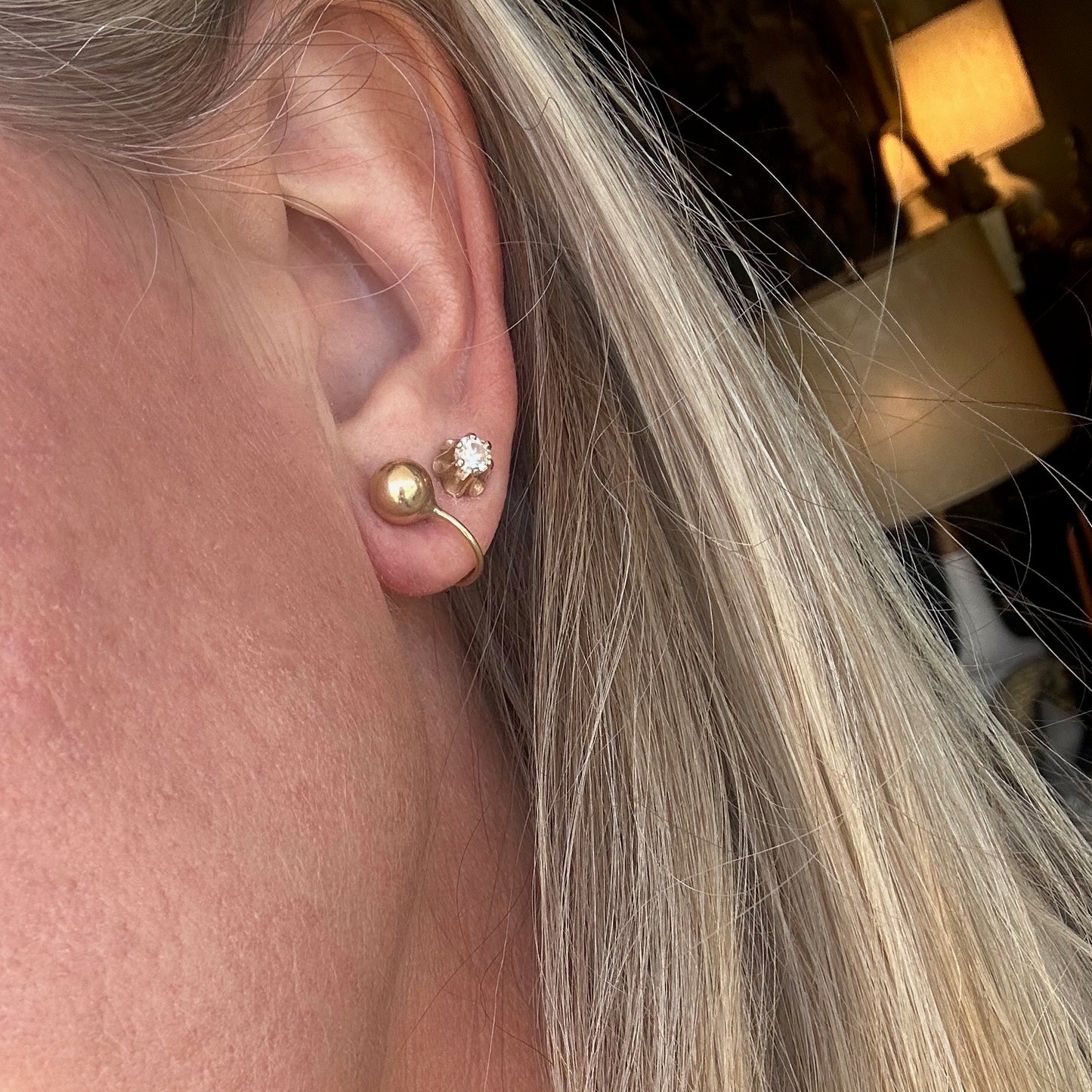 Vintage Pearl and Gold Cuff Earrings