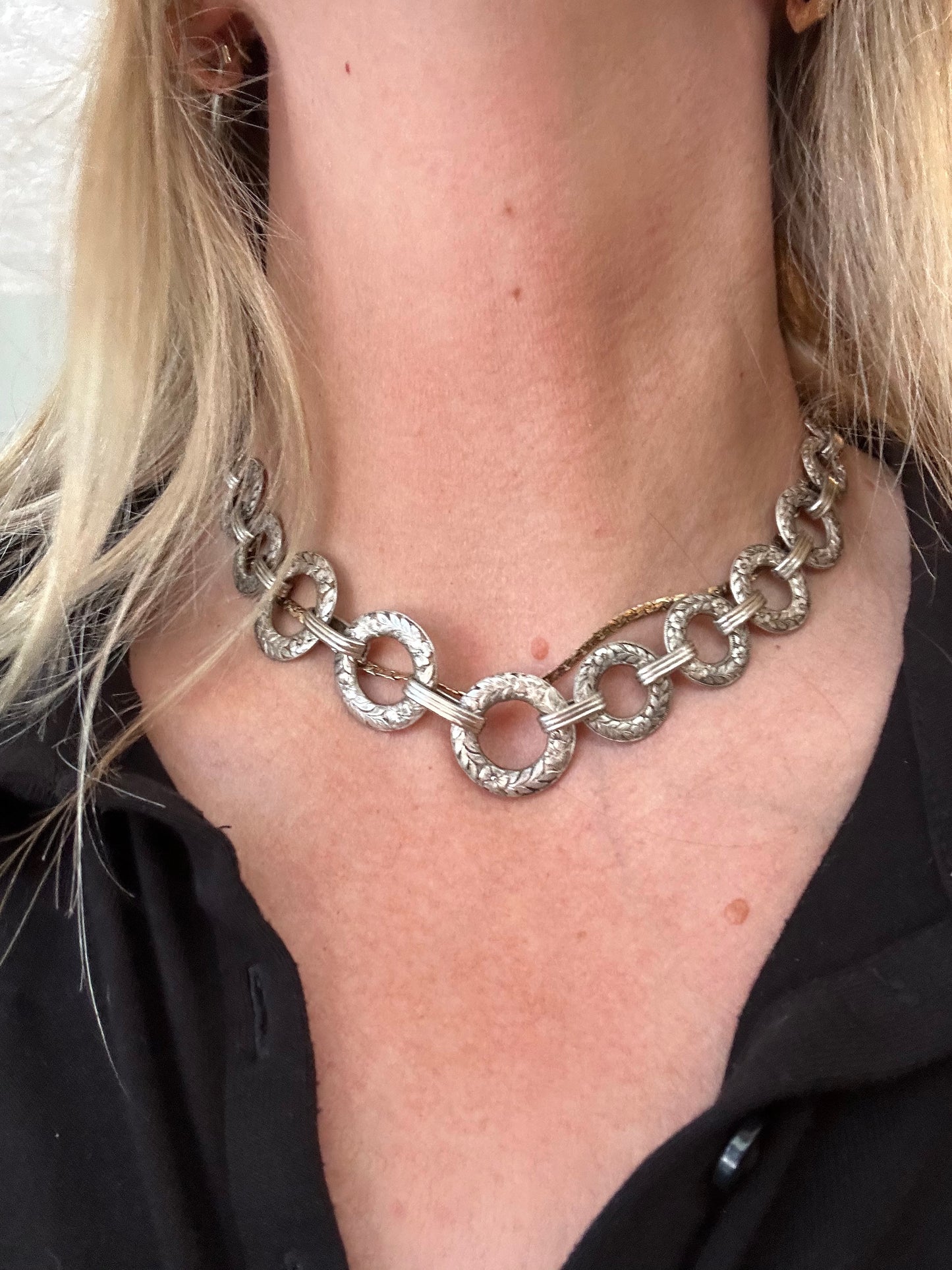 Vintage Sterling Orange Blossom Linked Necklace