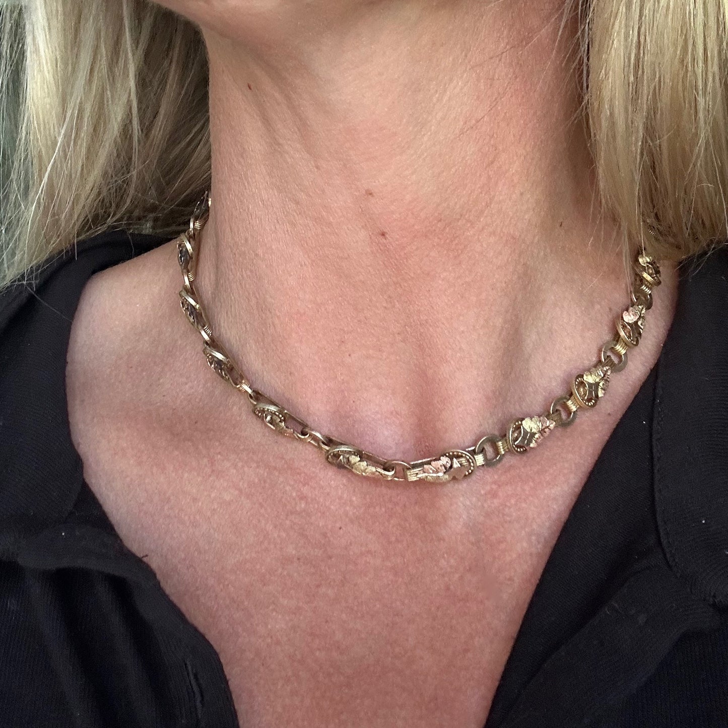 Antique Victorian Tri Colored Book Chain Necklace