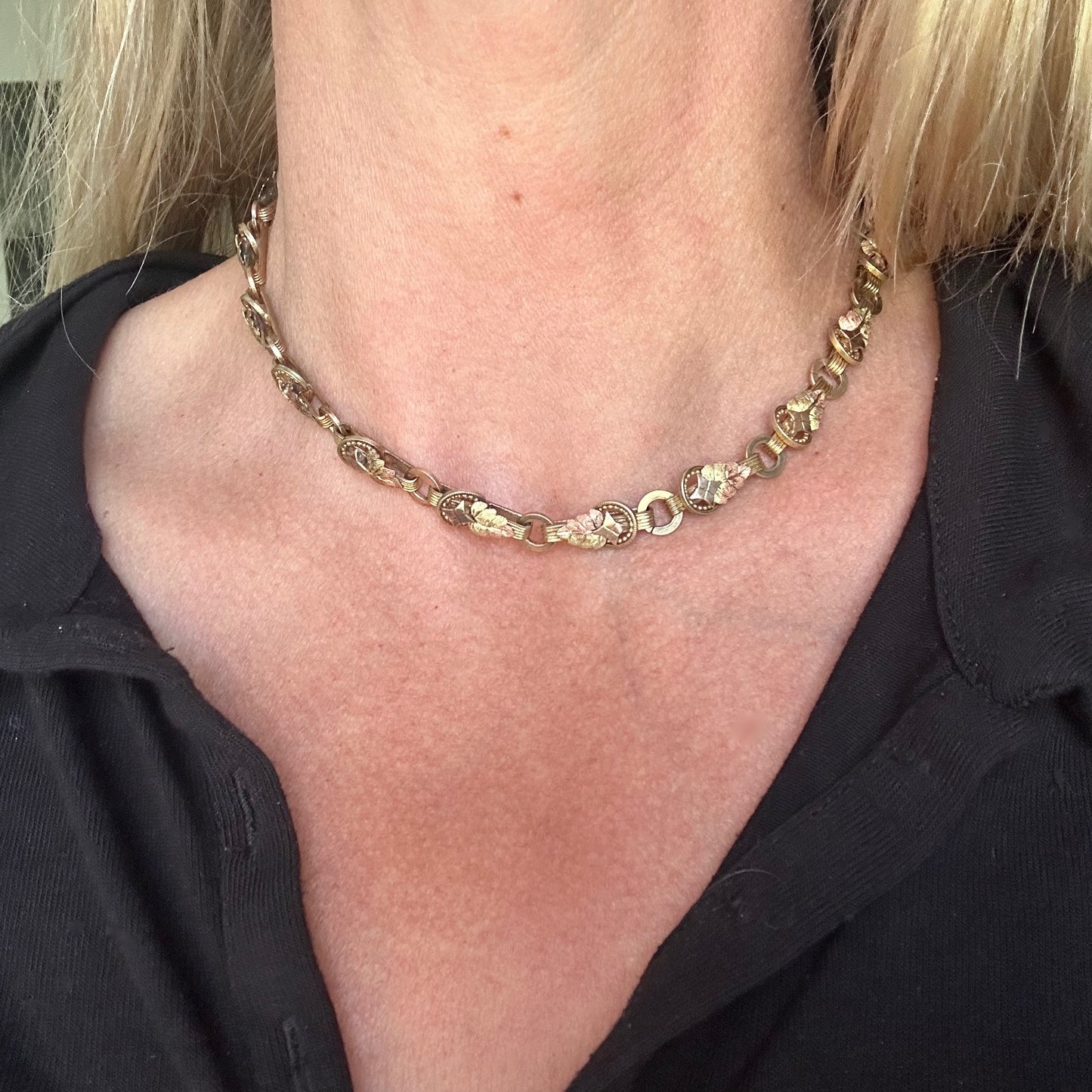 Antique Victorian Tri Colored Book Chain Necklace