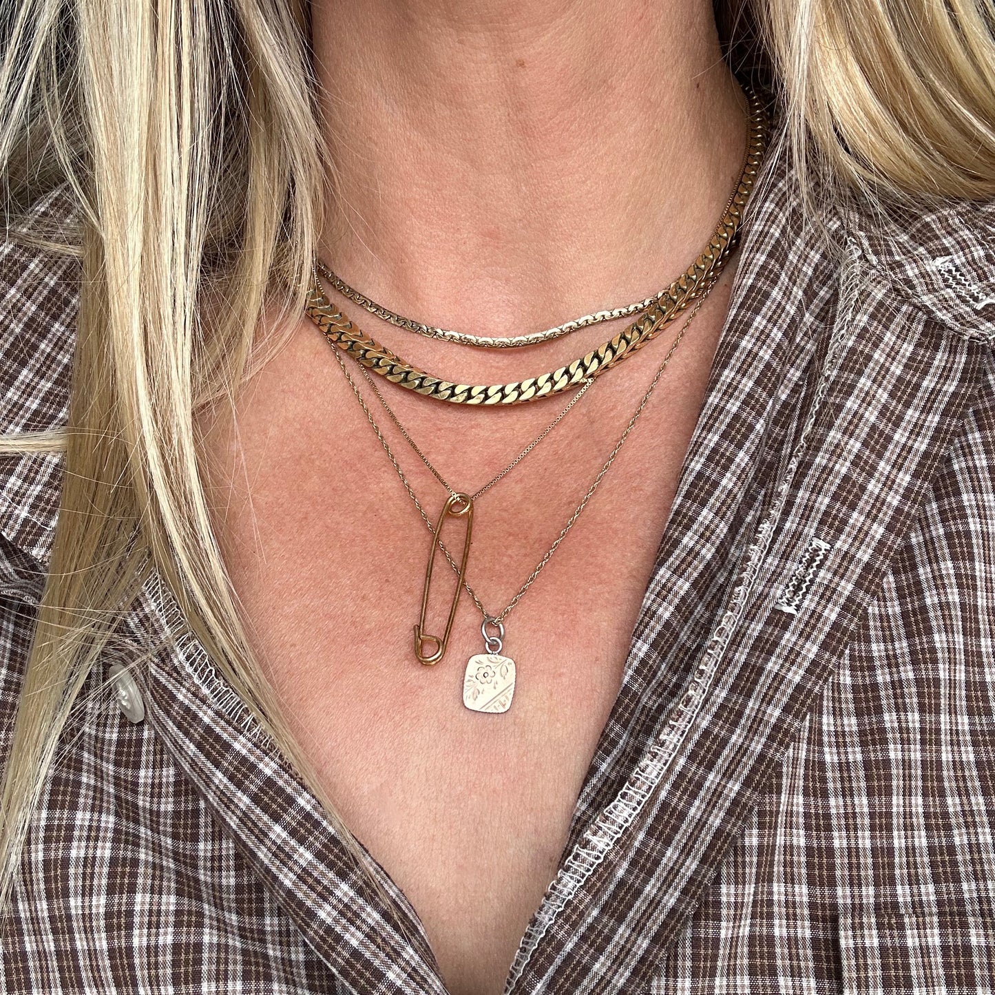 Rare Vintage Heavy Gold Filled Box Chain Necklace