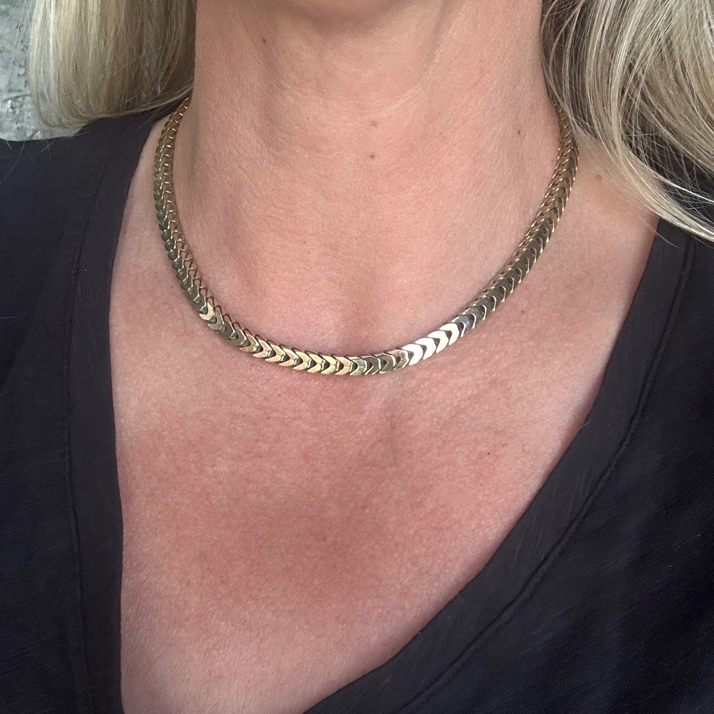 Rare Vintage Heavy Gold Filled Box Chain Necklace
