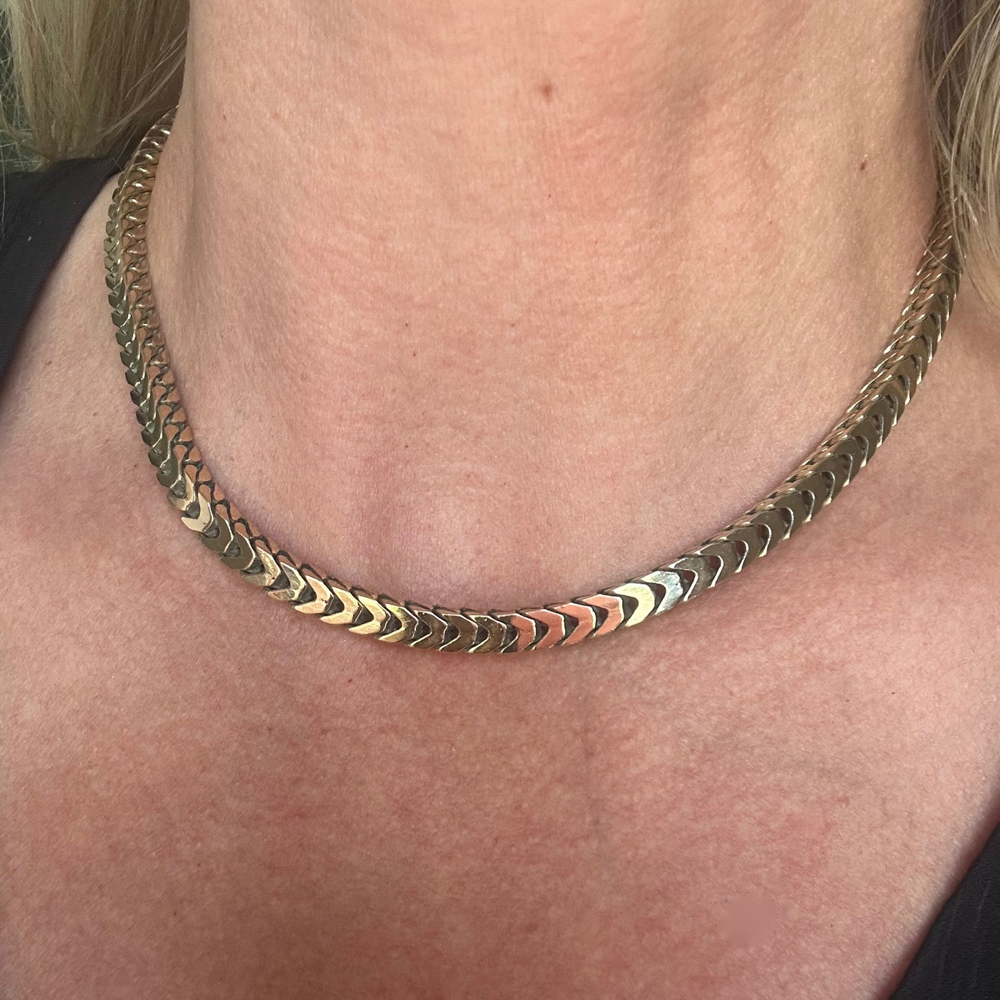 Rare Vintage Heavy Gold Filled Box Chain Necklace