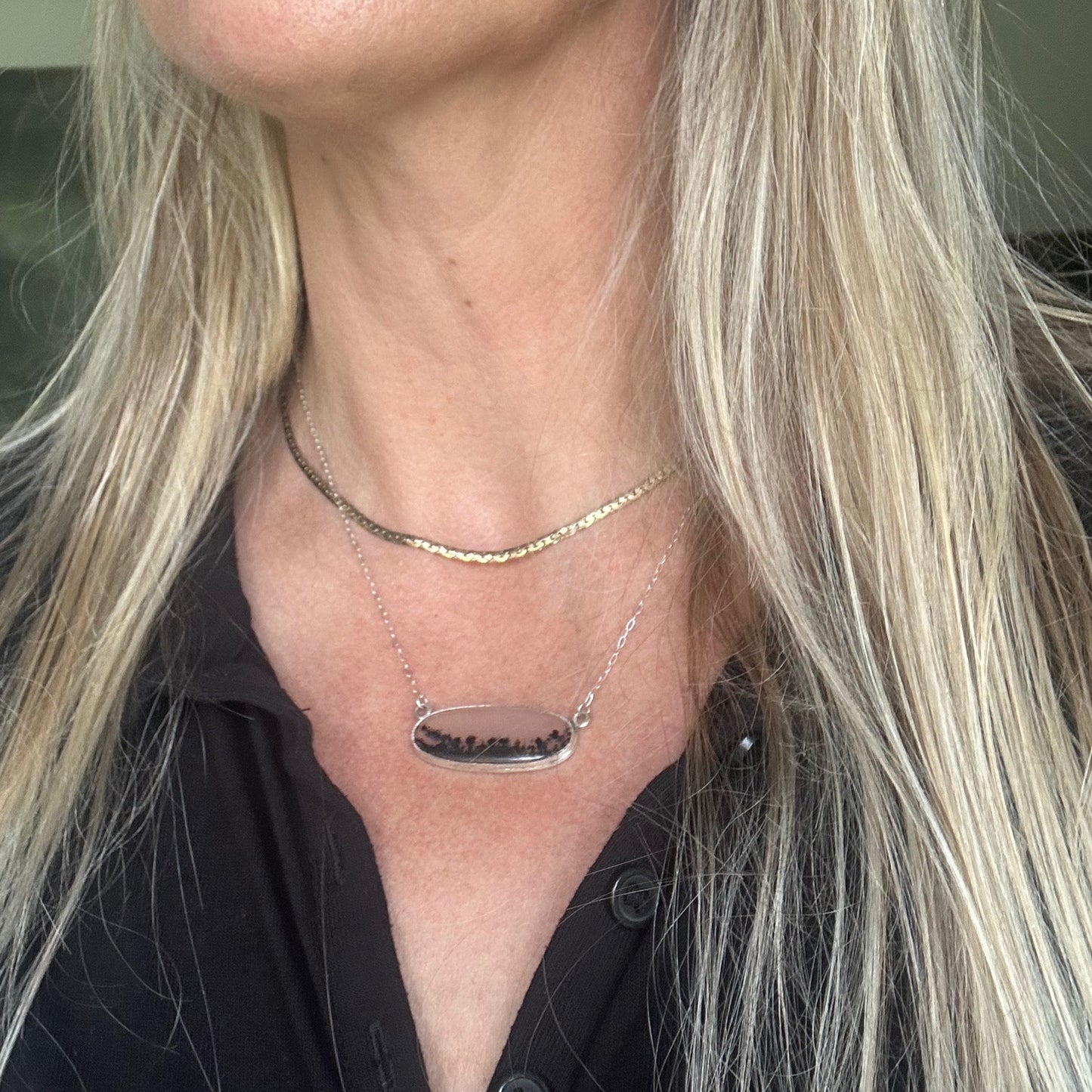 Vintage Art Deco Dendritic Agate Pendant Pendant