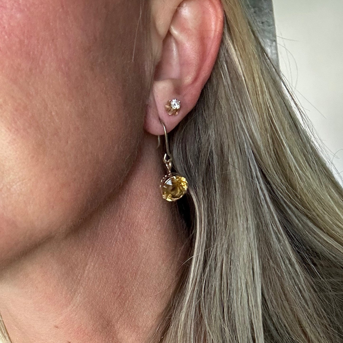 Vintage 14kt Gold Citrine Earrings