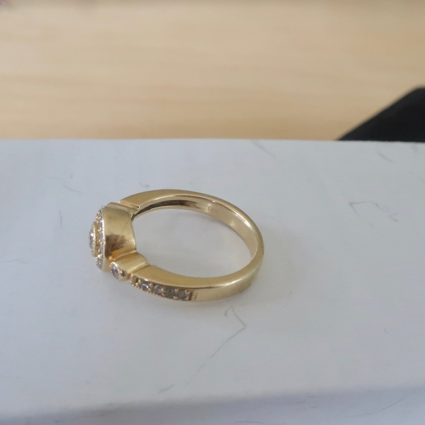 Bezel Set Diamond Halo Ring
