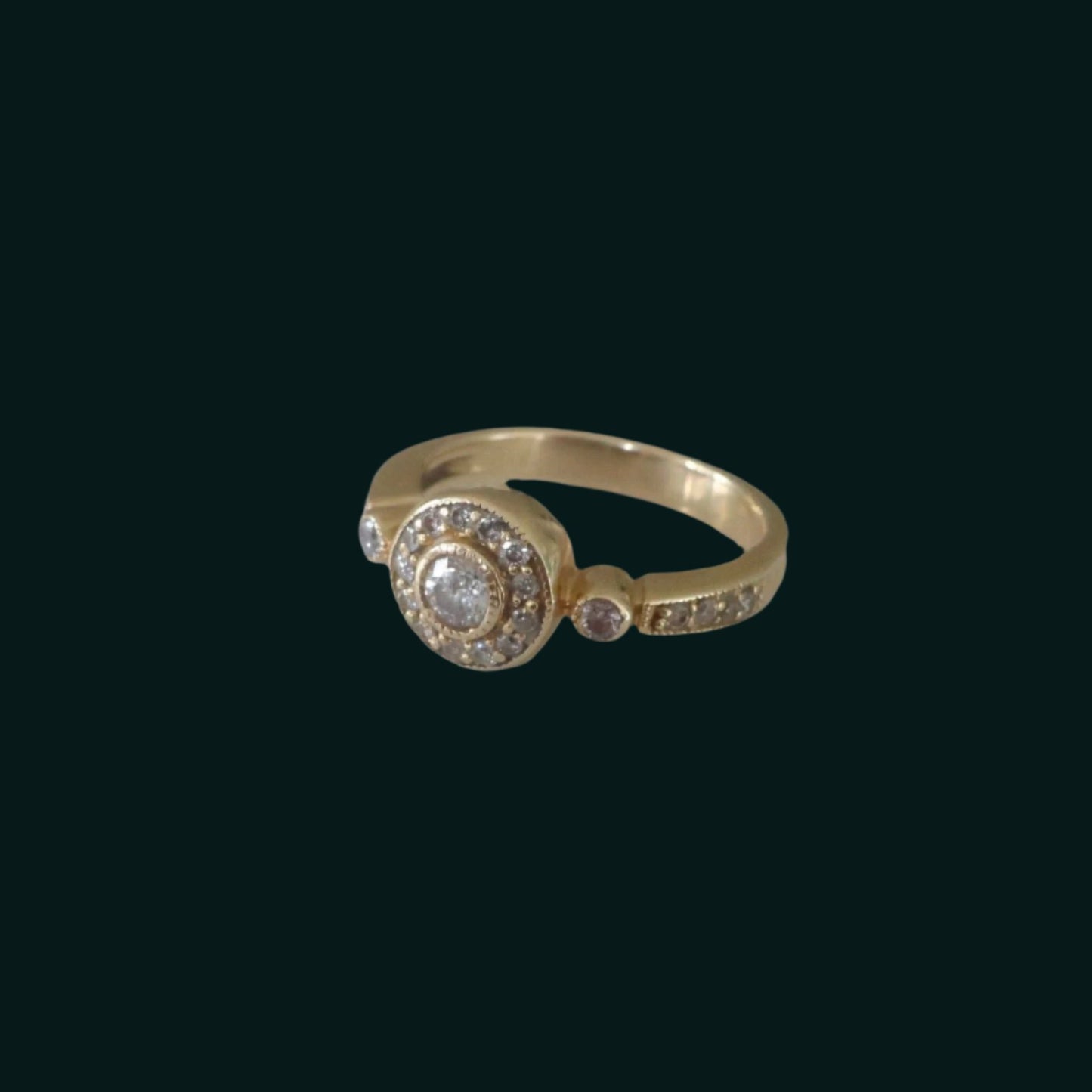 Bezel Set Diamond Halo Ring