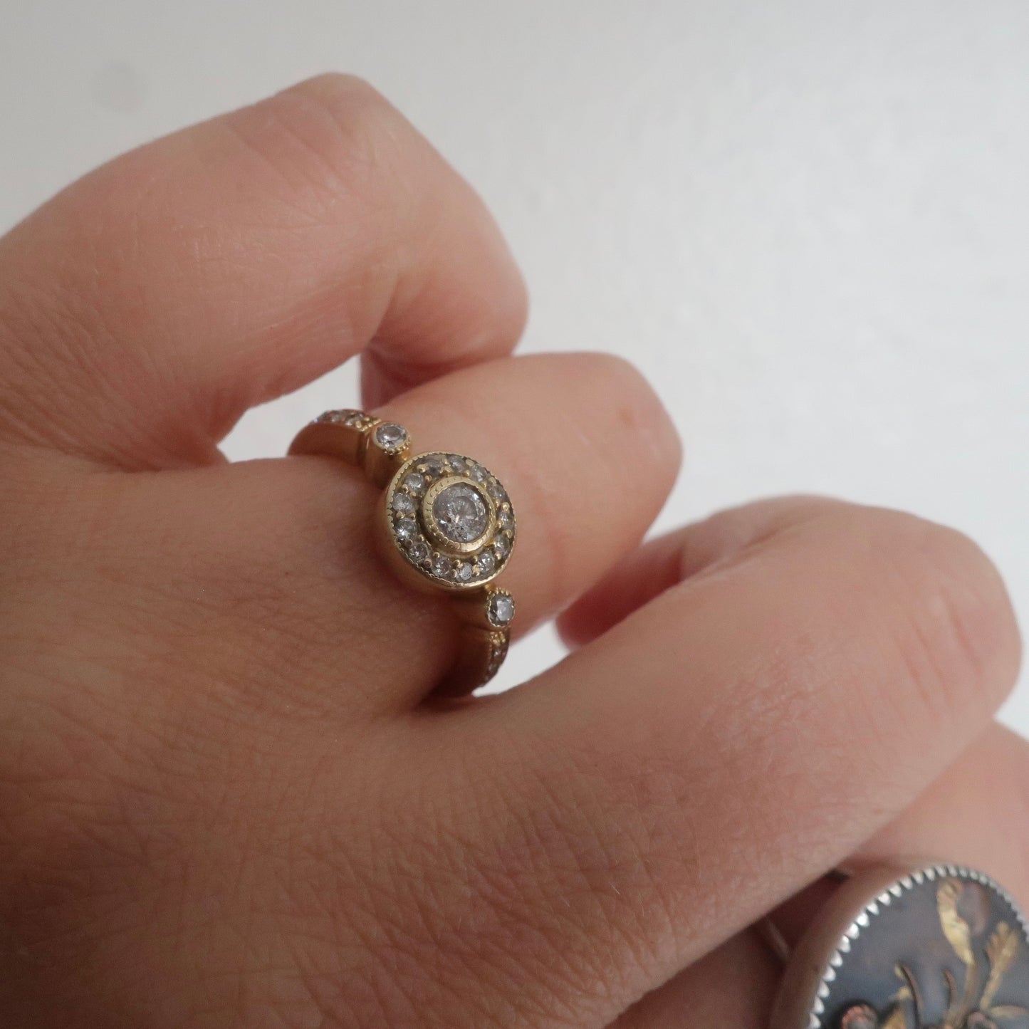Bezel Set Diamond Halo Ring