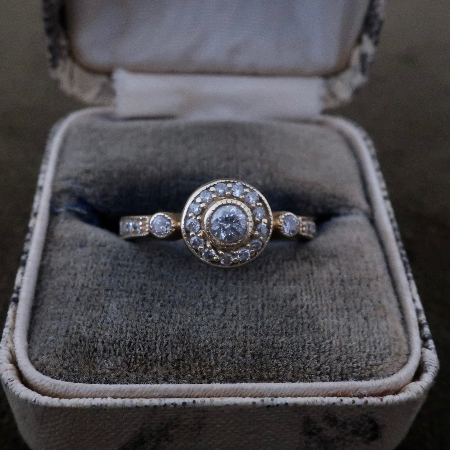 Bezel Set Diamond Halo Ring