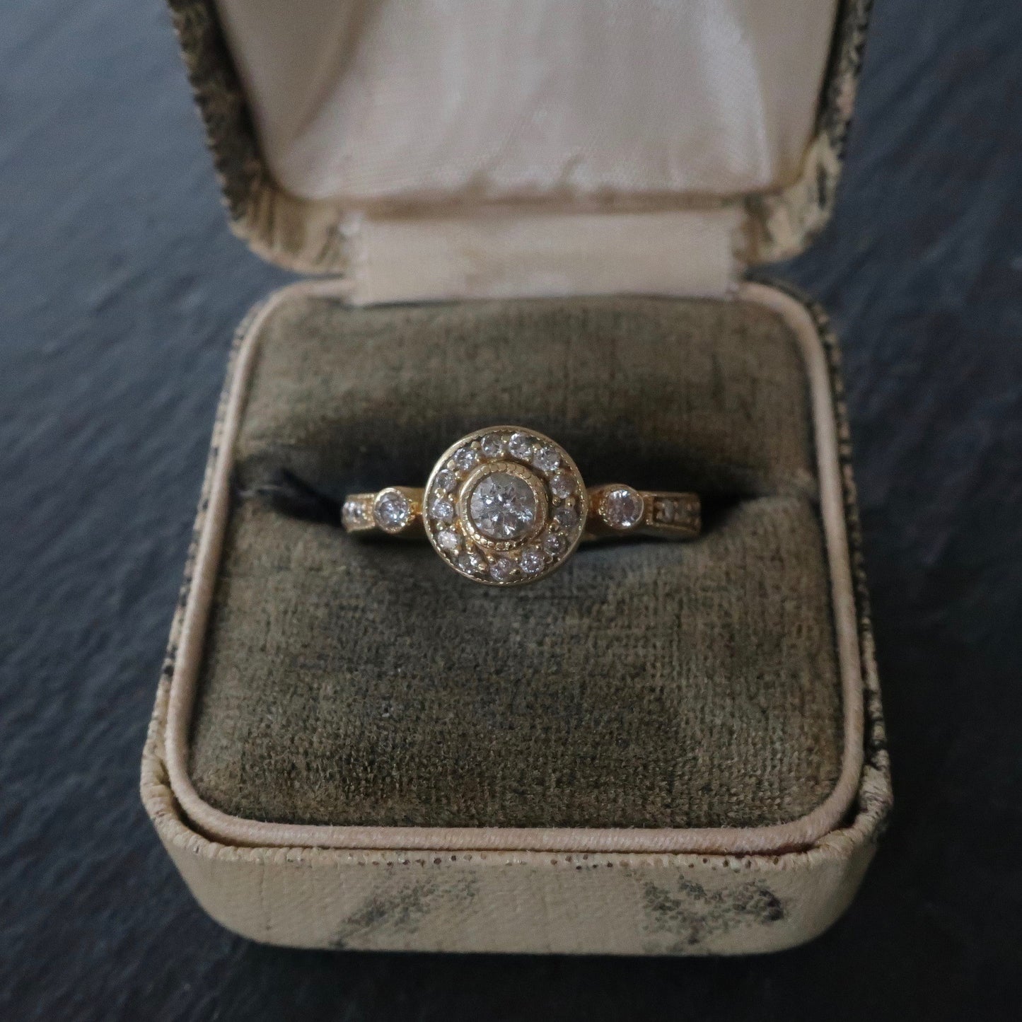 Bezel Set Diamond Halo Ring