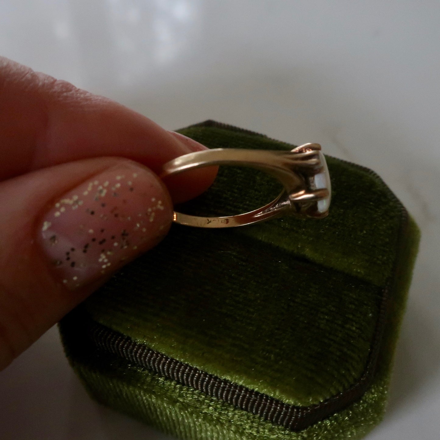 Vintage Opal and Diamond Ring