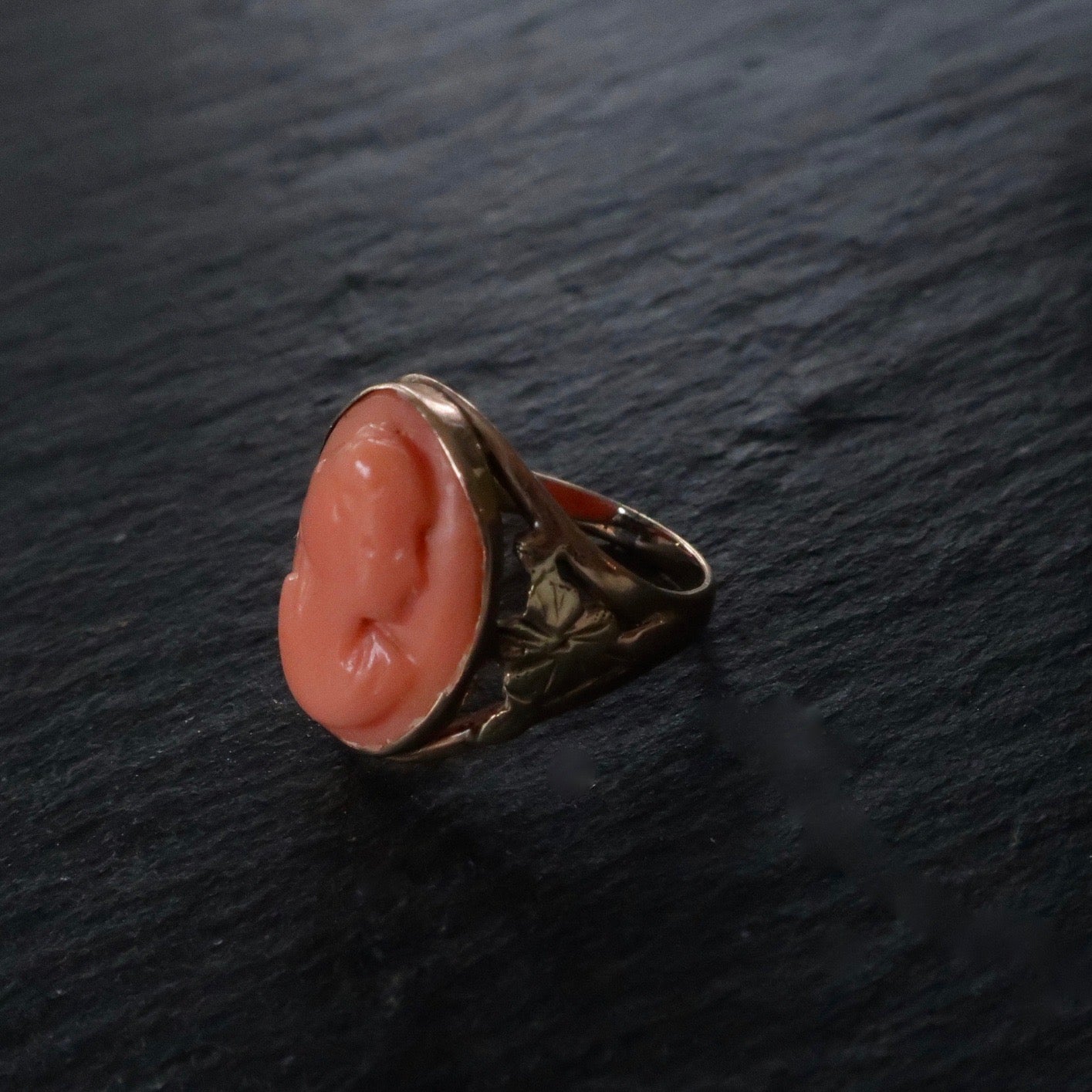 Antique Victorian Coral Cameo Ring