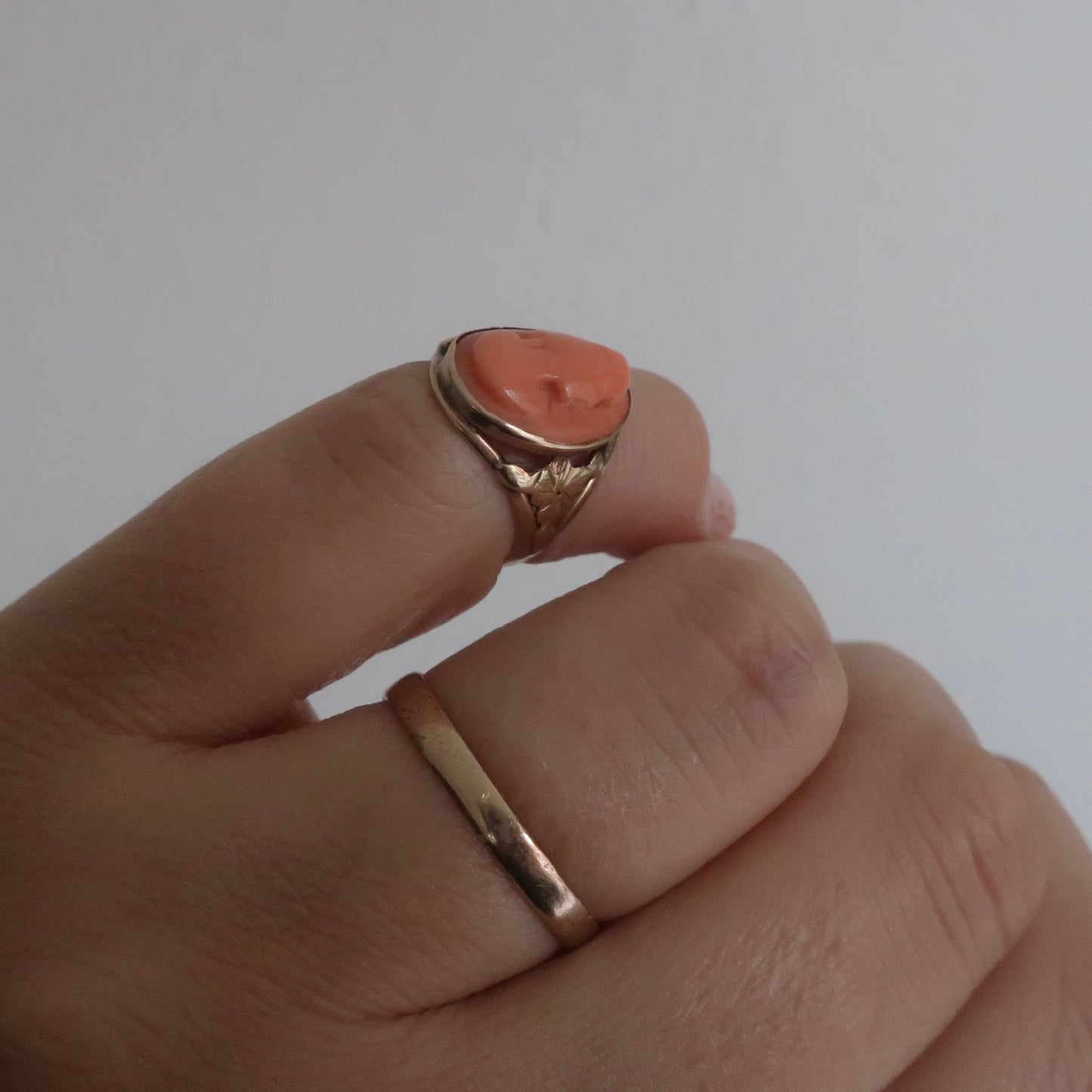 Antique Victorian Coral Cameo Ring