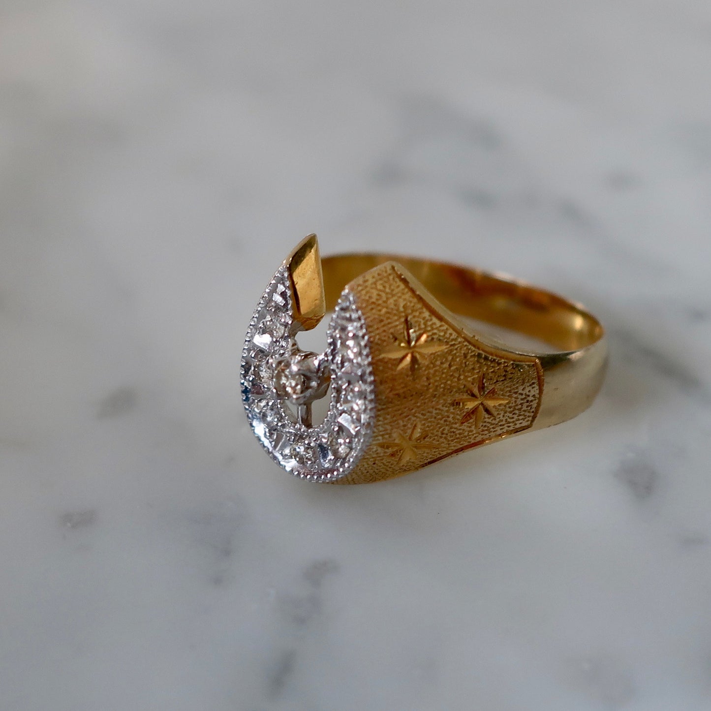 Vintage Diamond Horse Shoe Ring