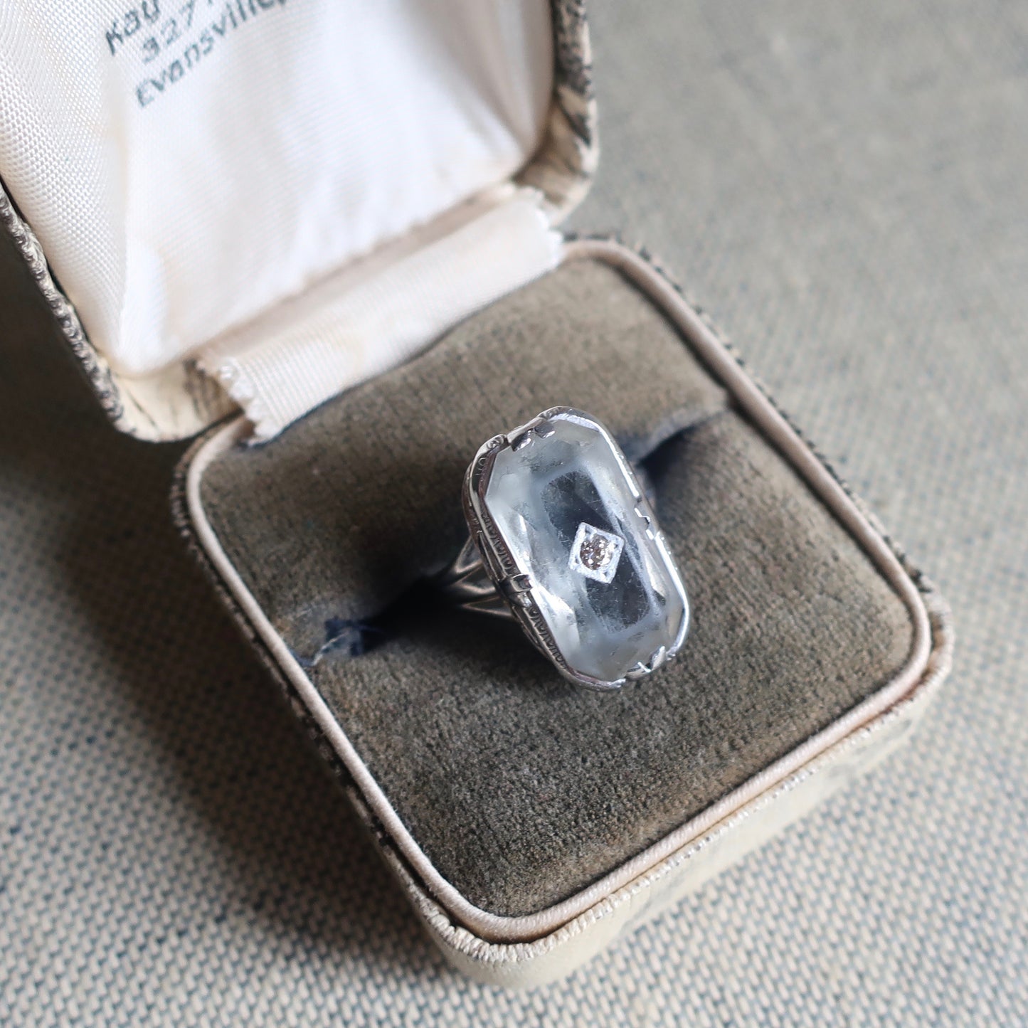 Art Deco Rock Crystal Diamond Ring