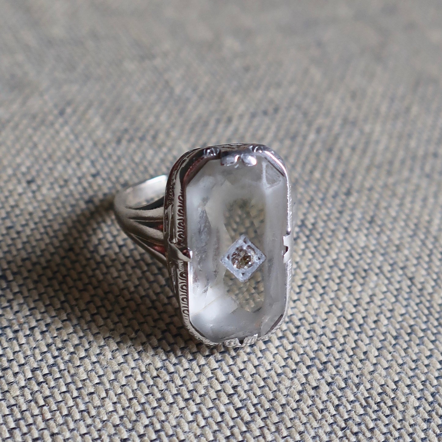 Art Deco Rock Crystal Diamond Ring