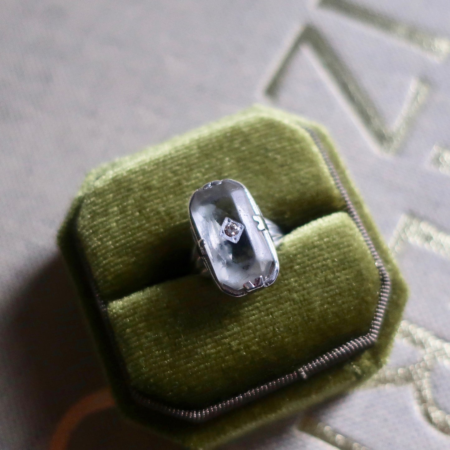 Art Deco Rock Crystal Diamond Ring