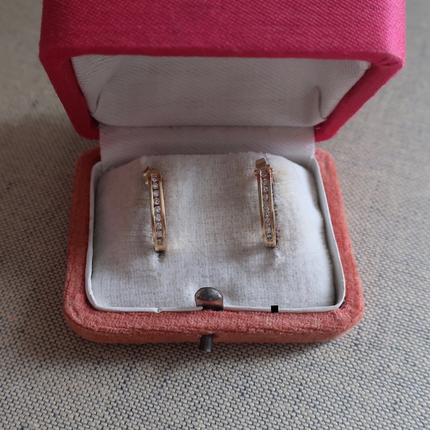 14kt Gold and Diamond Half Hoop Earrings