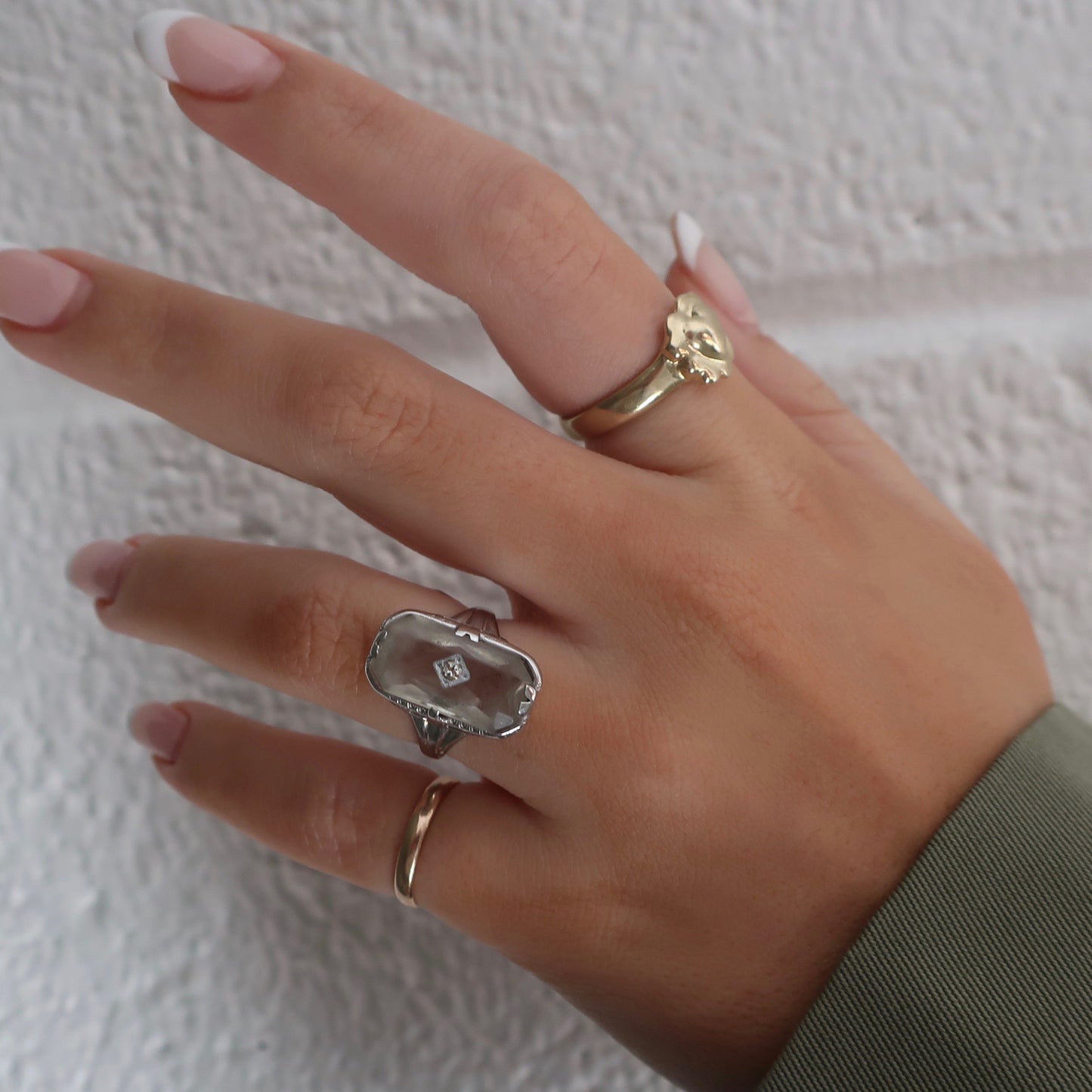 Art Deco Rock Crystal Diamond Ring