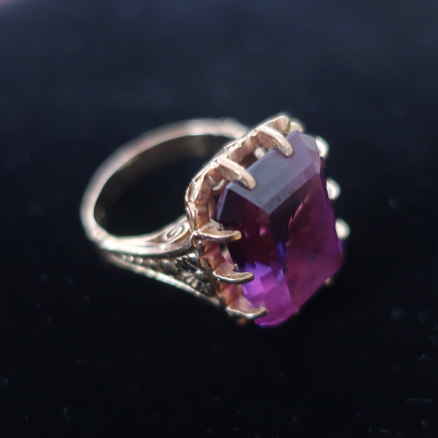 Vintage Created Alexandrite Statement Ring