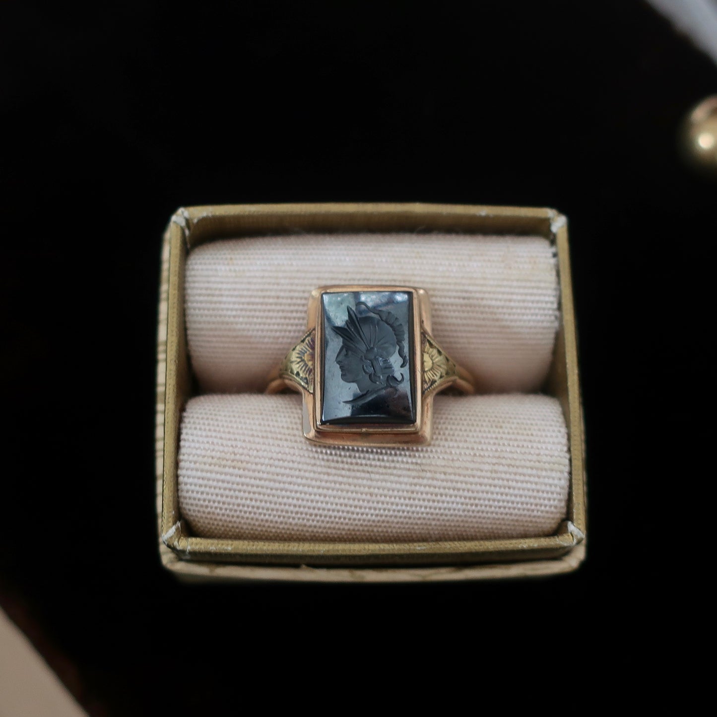 Vintage Hematite Intaglio Ring