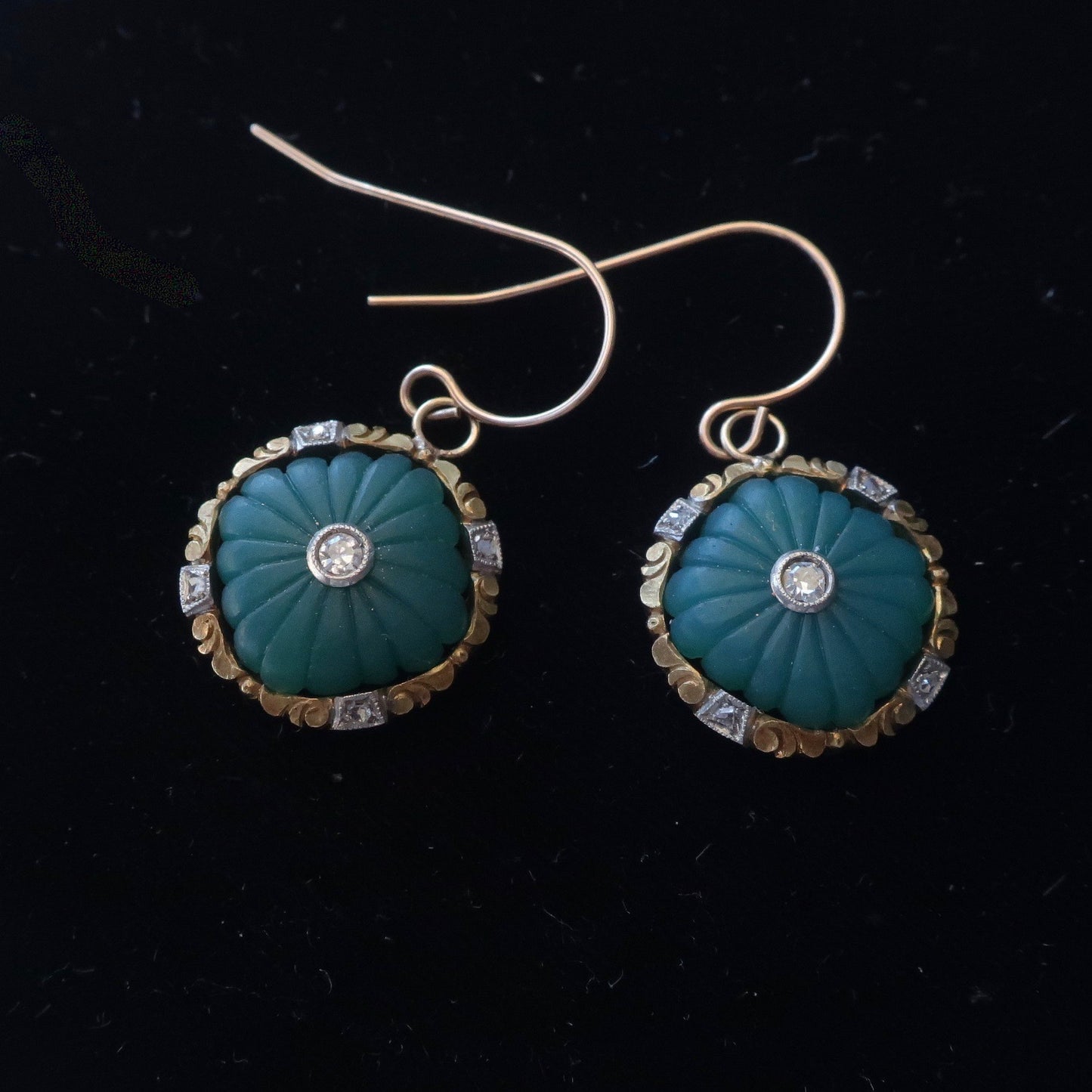 Antique Jade and Diamond Earrings