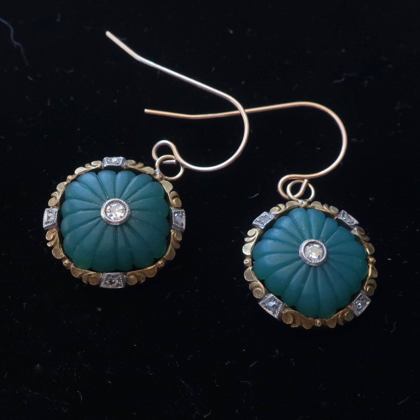Antique Jade and Diamond Earrings