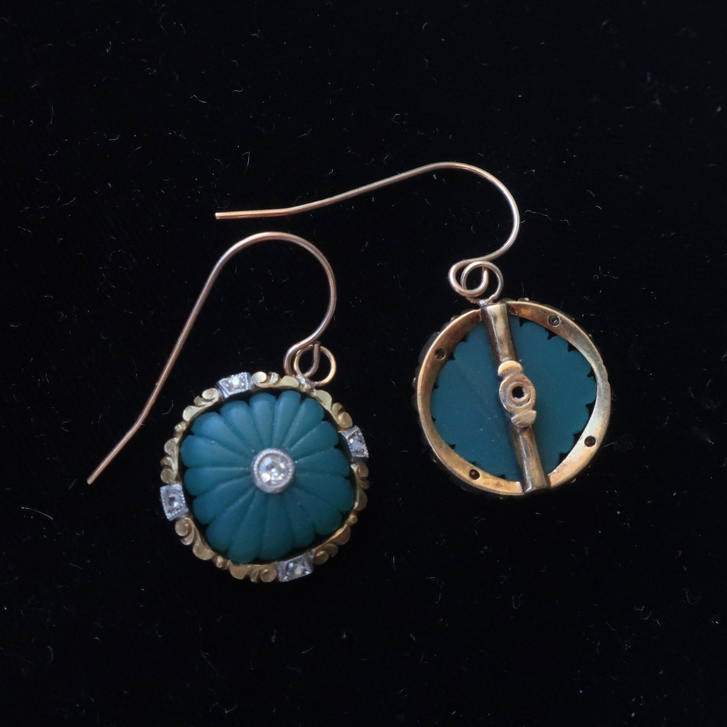 Antique Jade and Diamond Earrings