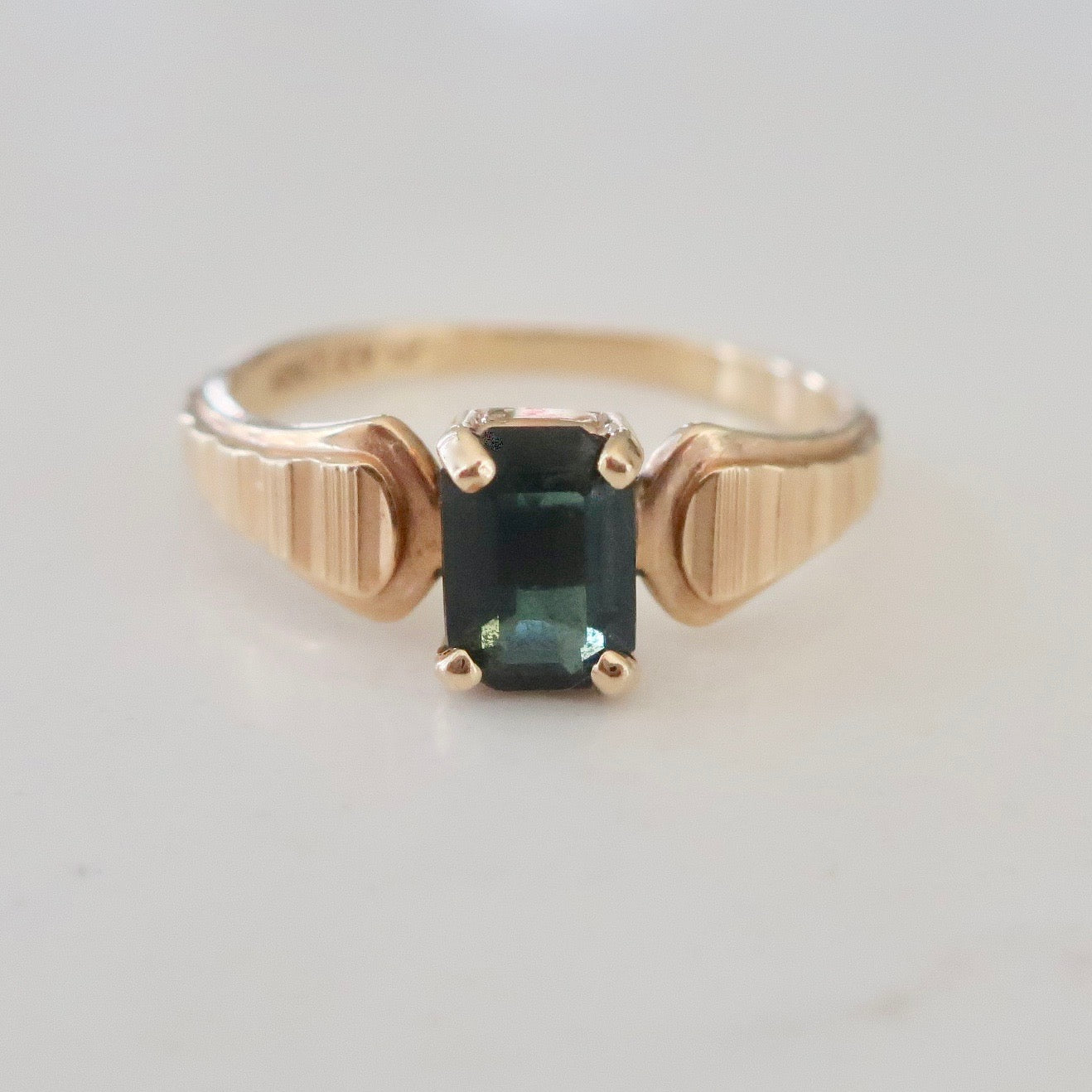 Vintage Deco Inspired Green Tourmaline Ring