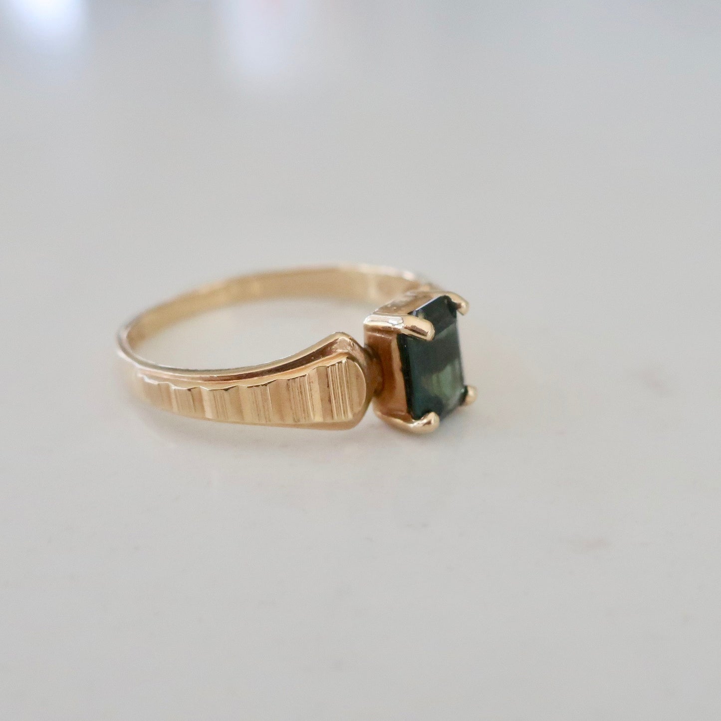 Vintage Deco Inspired Green Tourmaline Ring