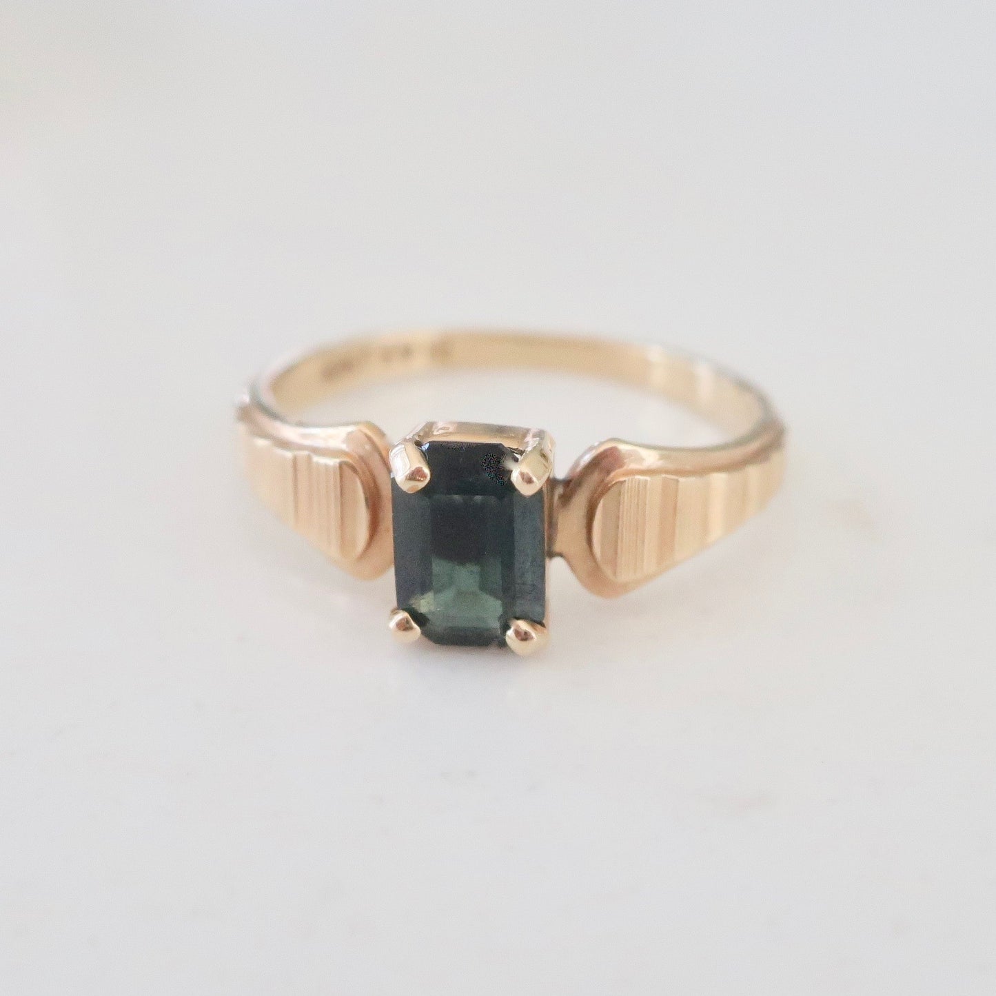 Vintage Deco Inspired Green Tourmaline Ring