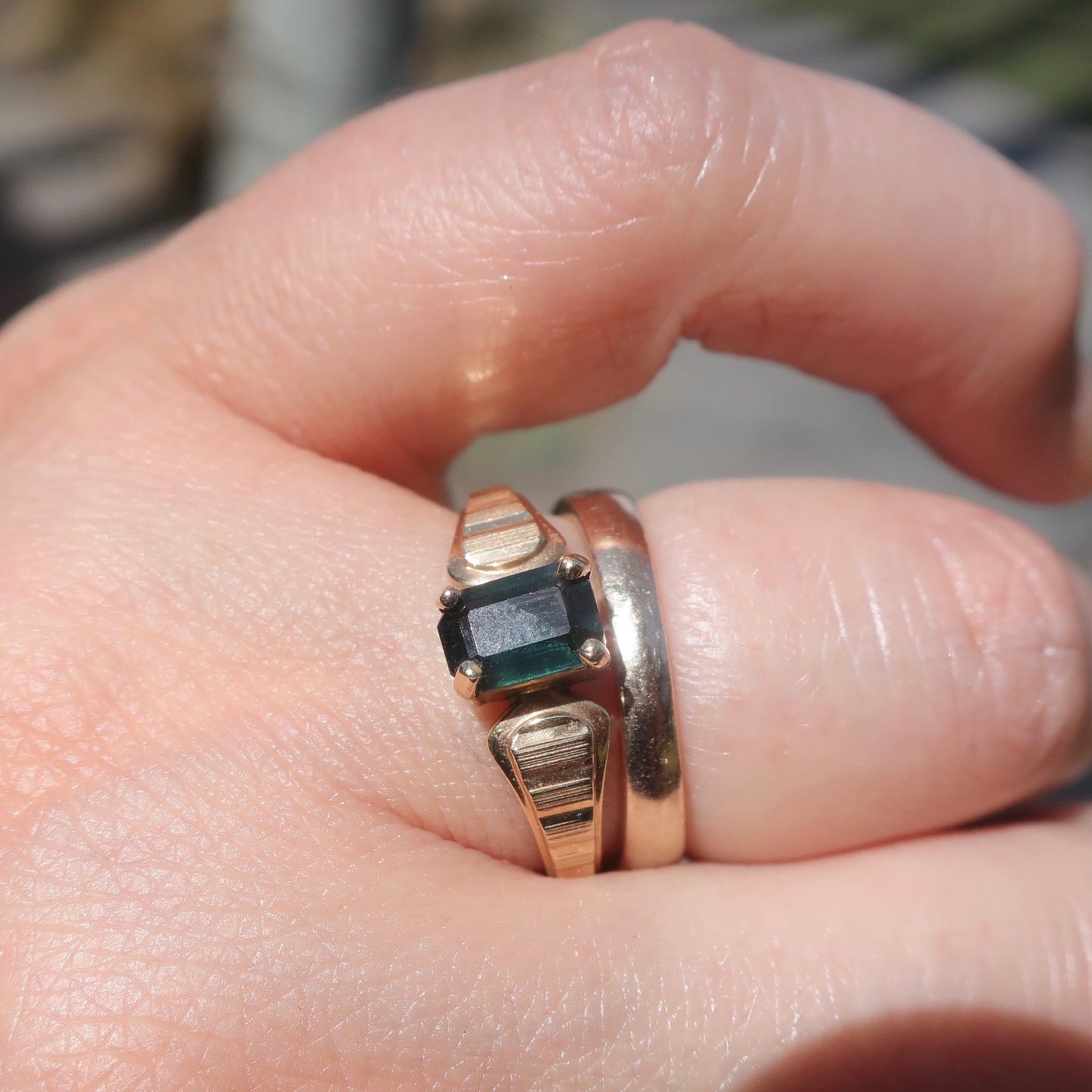 Vintage Deco Inspired Green Tourmaline Ring