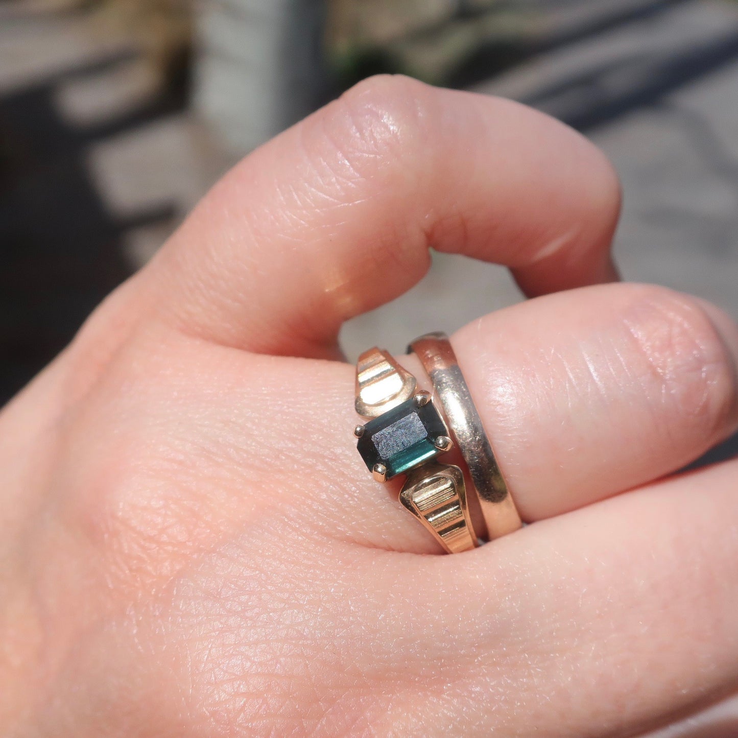 Vintage Deco Inspired Green Tourmaline Ring