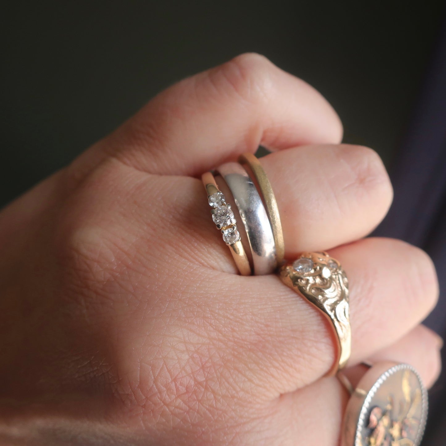Vintage Three Stone Diamond Ring