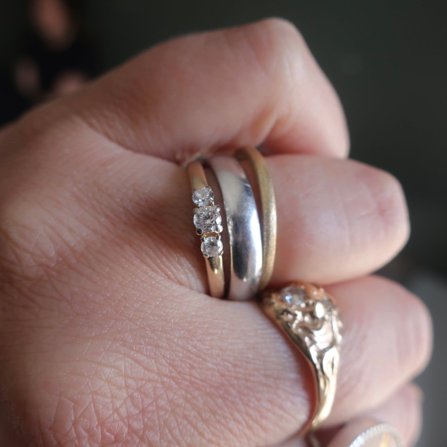 Vintage Three Stone Diamond Ring