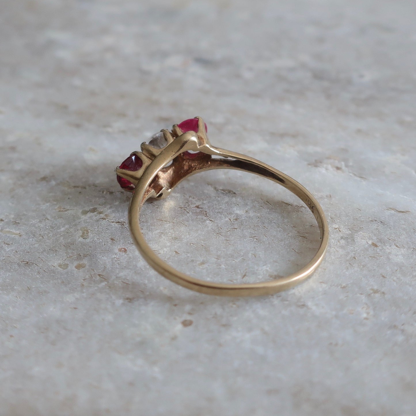 Vintage 3 Stone Ruby Ring