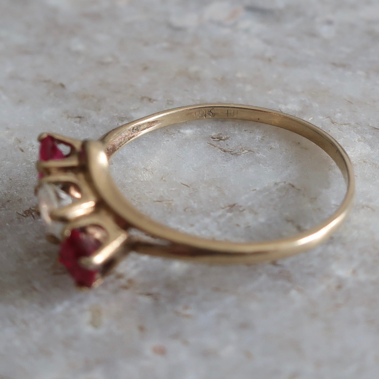 Vintage 3 Stone Ruby Ring