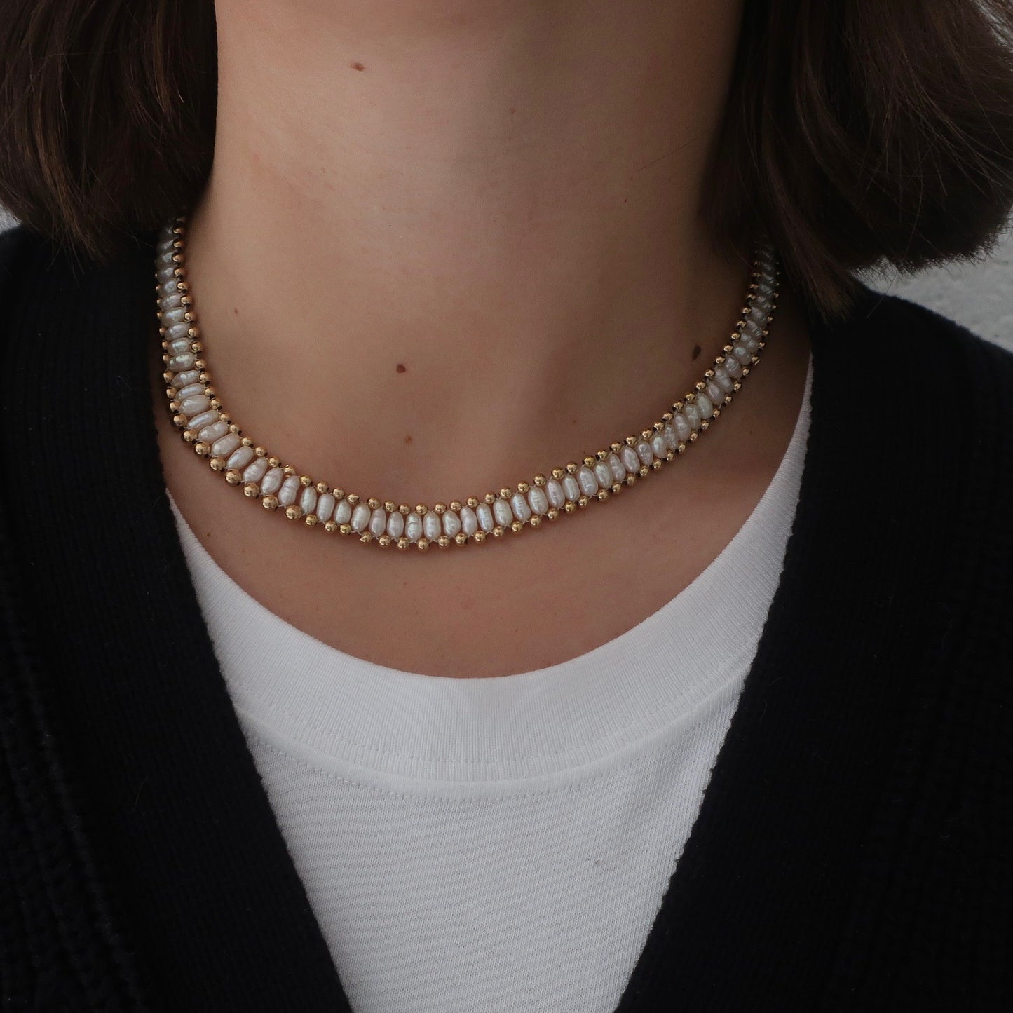 Vintage Fresh Water Pearl and 14kt Gold Necklace