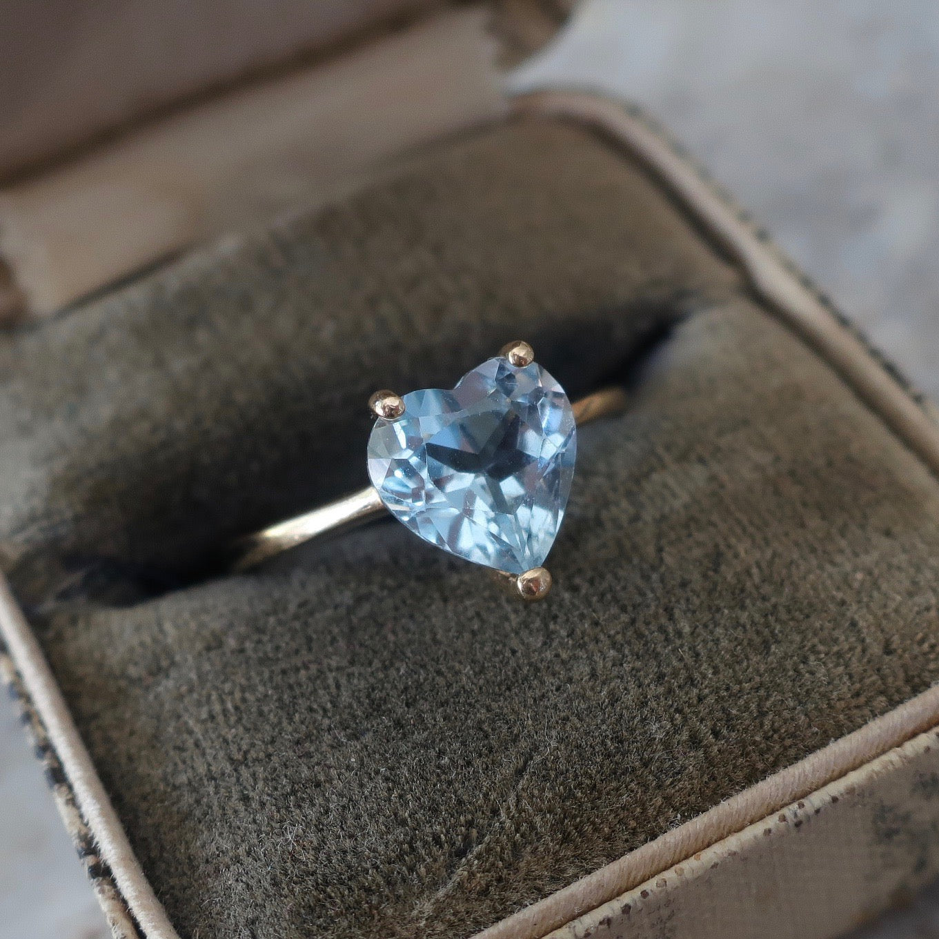 Vintage Blue Topaz Heart Ring