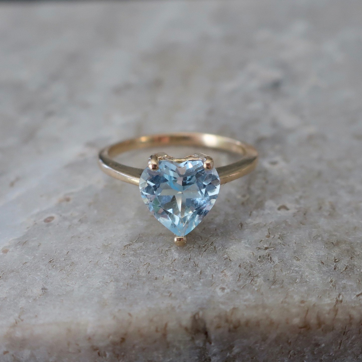 Vintage Blue Topaz Heart Ring
