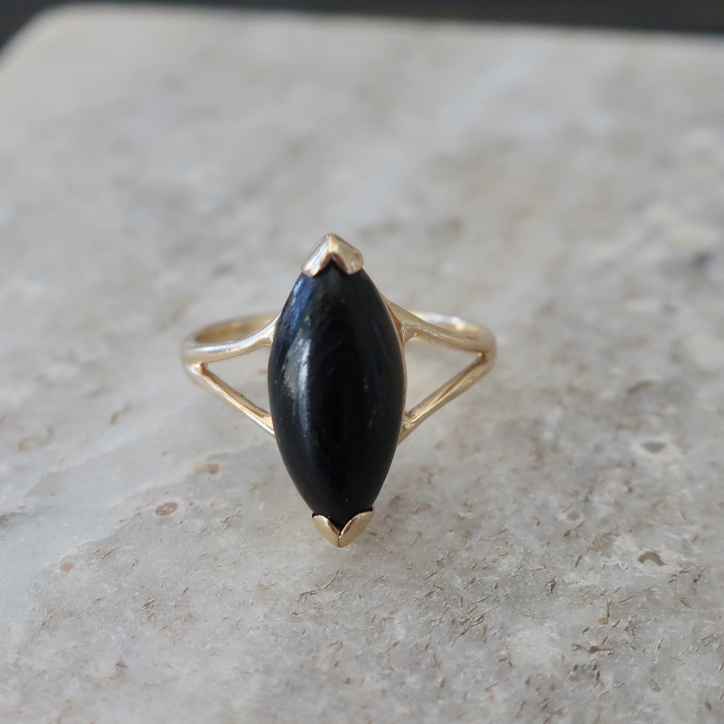 Vintage Black Stone Marquee Ring