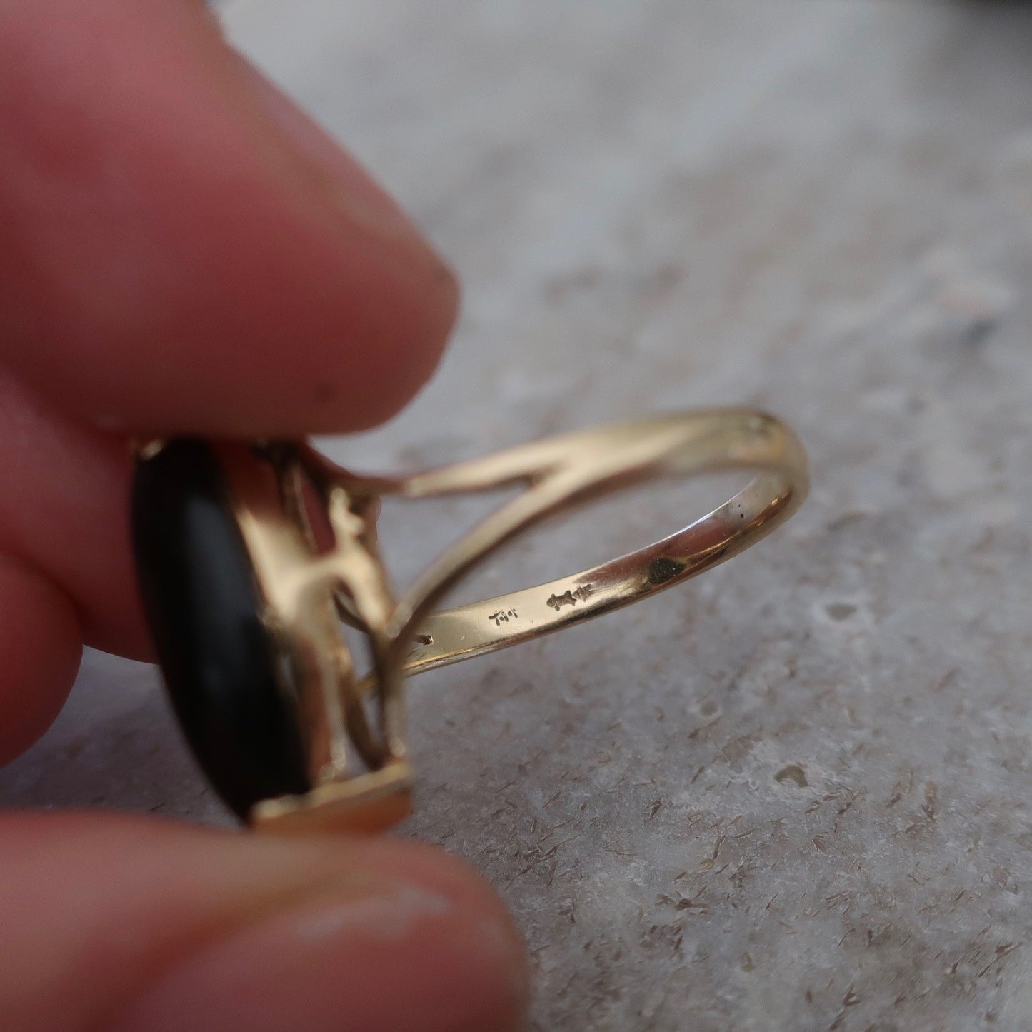 Vintage Black Stone Marquee Ring
