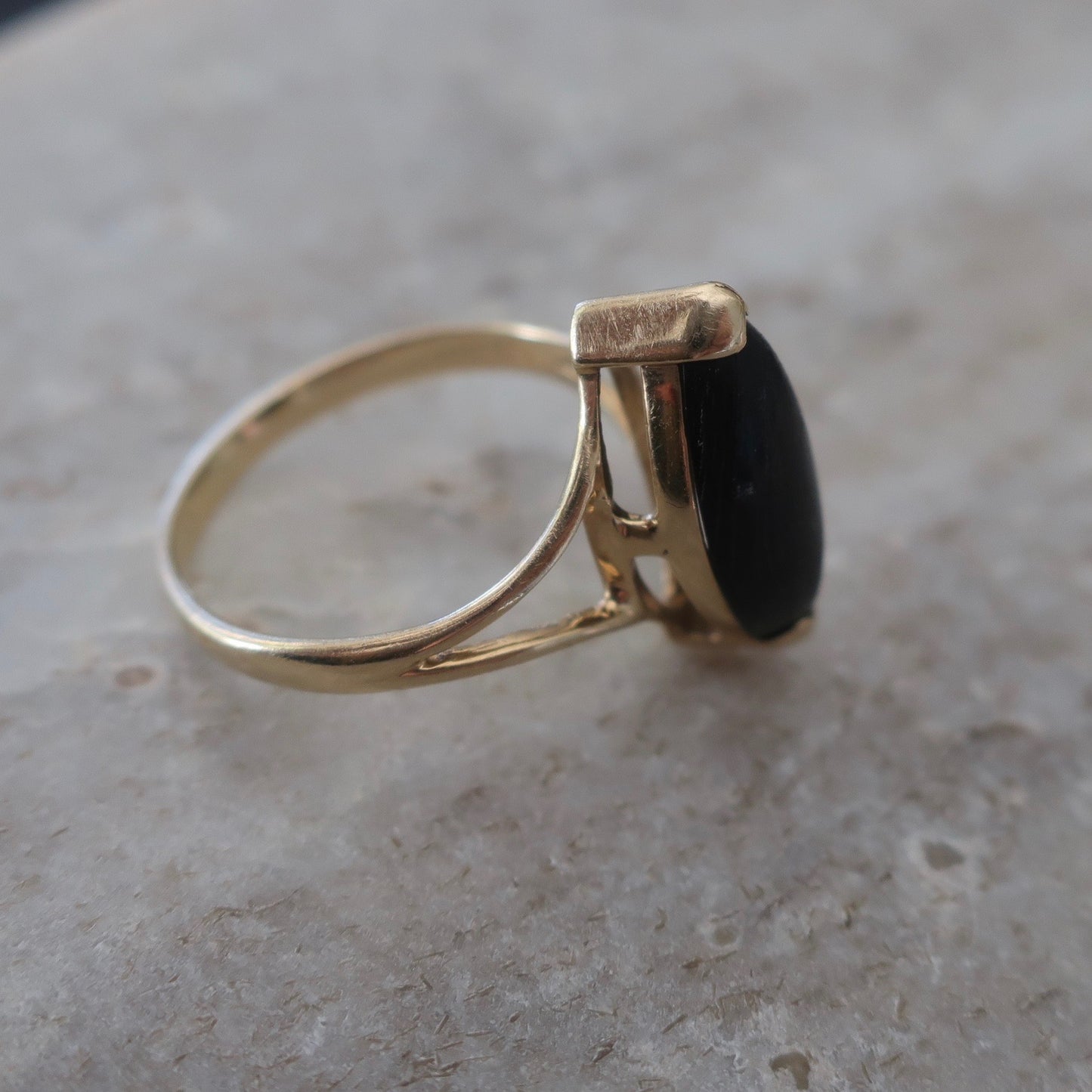 Vintage Black Stone Marquee Ring
