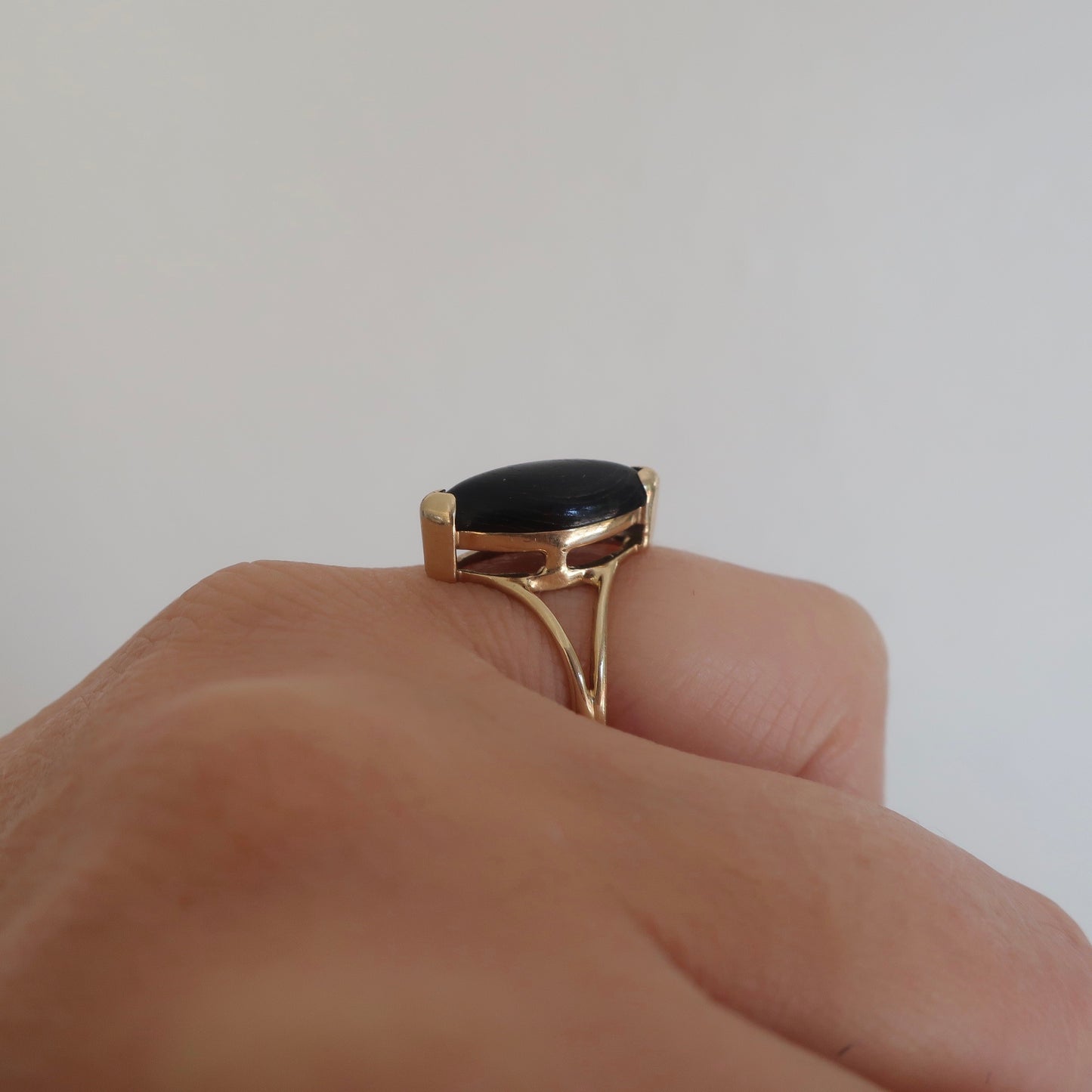 Vintage Black Stone Marquee Ring