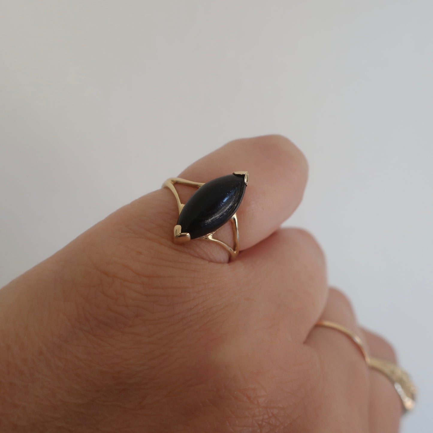 Vintage Black Stone Marquee Ring