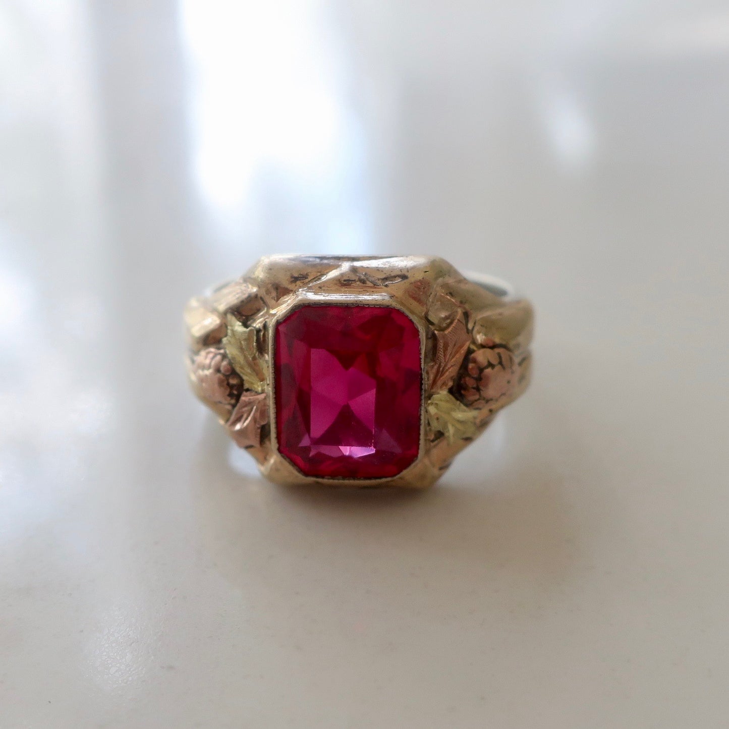 Vintage Unisex Ruby Statement Ring